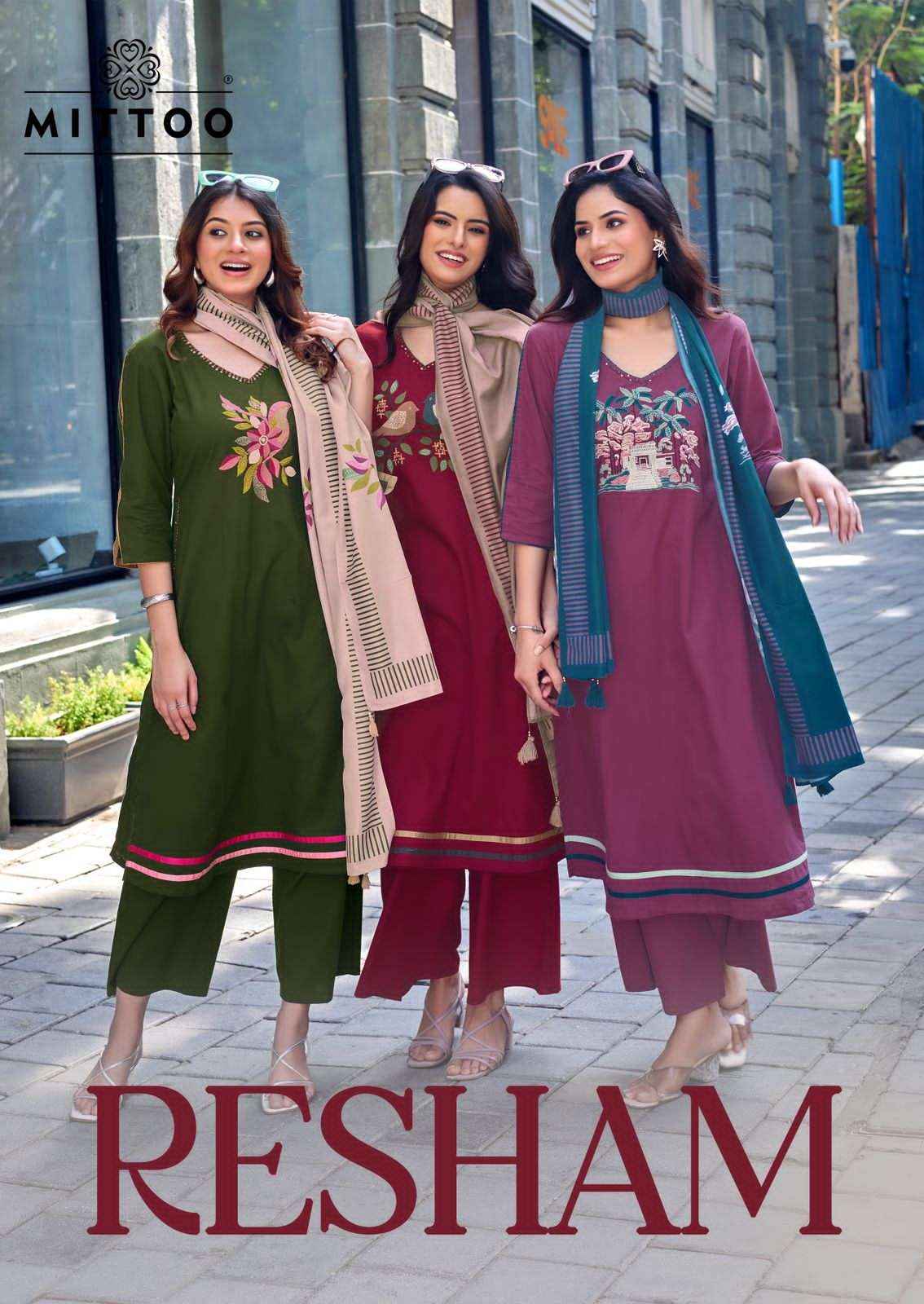 Mittoo Fashion Resham Wholesale Readymade Suit 4 Pcs Catalogue