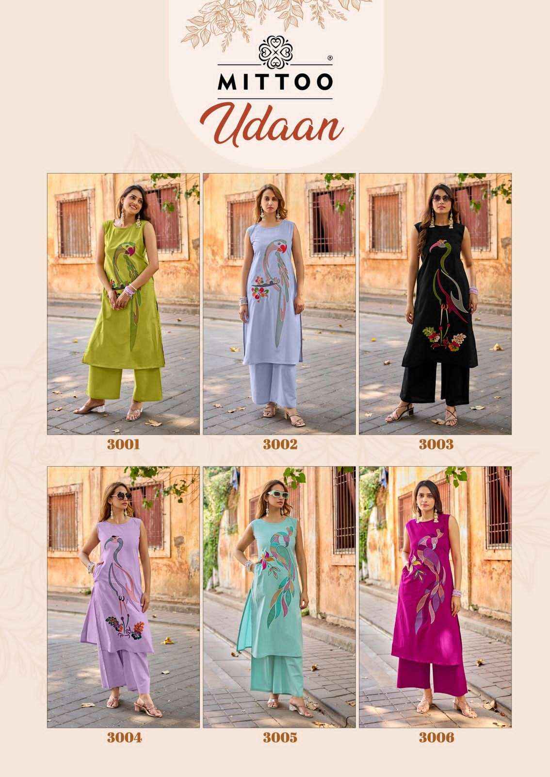 Mittoo Udaan Casual Wear Top Bottom Pair Set Dress Collection ( 6 Pcs Catalog )