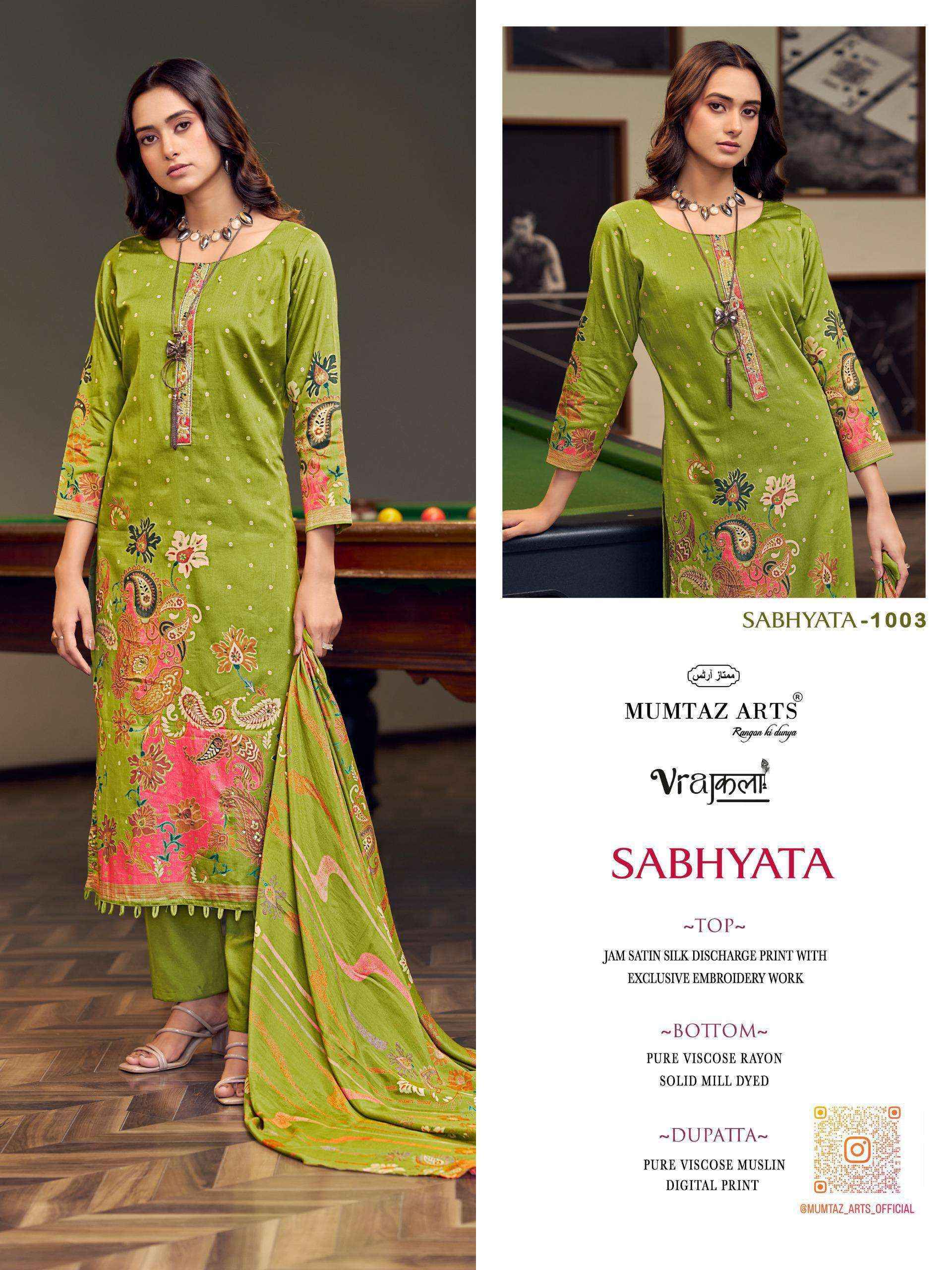 Mumtaz Arts Sabhyata Viscose Dress Material Surat Textile Market ( 4 pcs Catalogue )