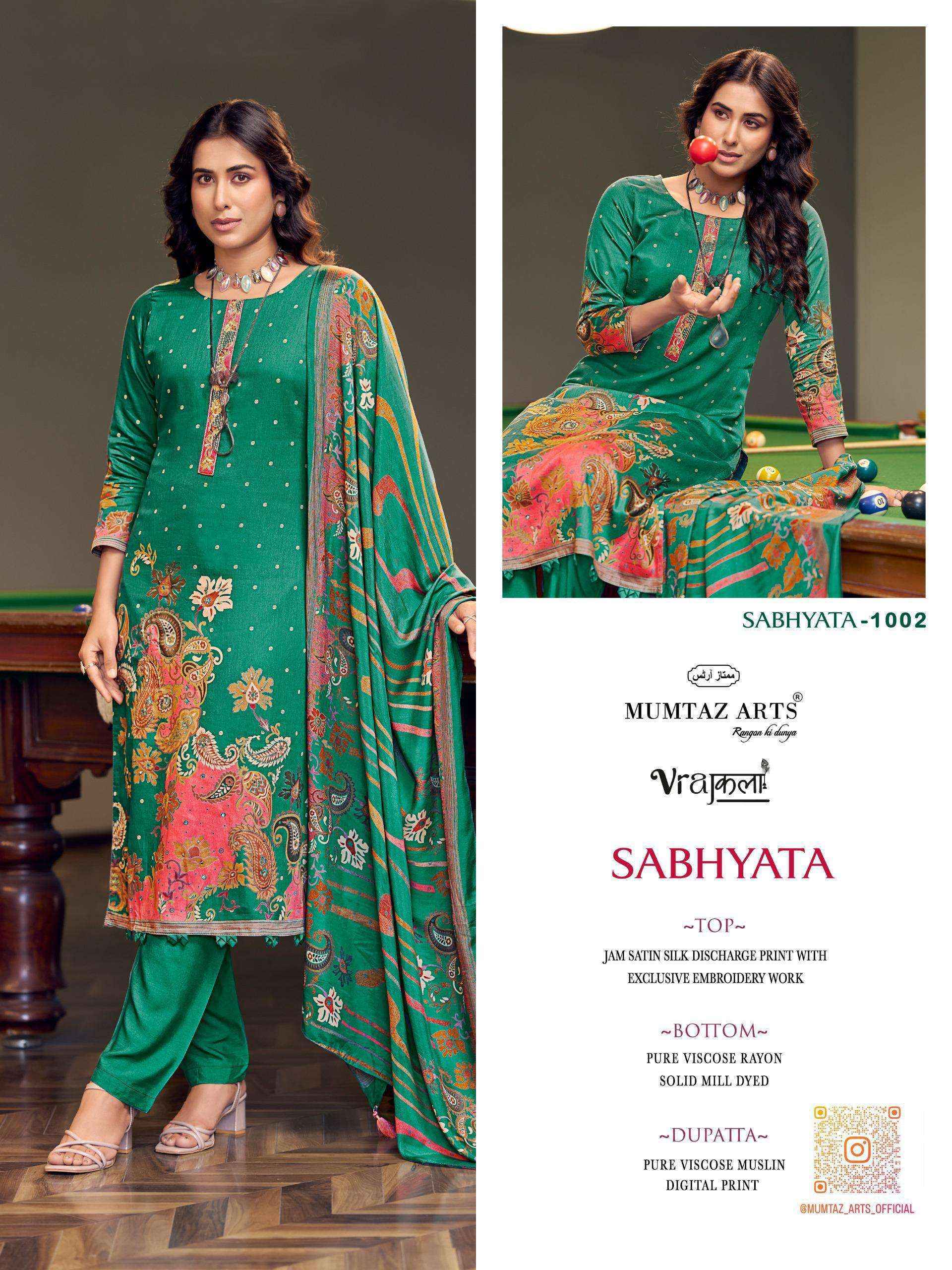 Mumtaz Arts Sabhyata Viscose Dress Material Surat Textile Market ( 4 pcs Catalogue )