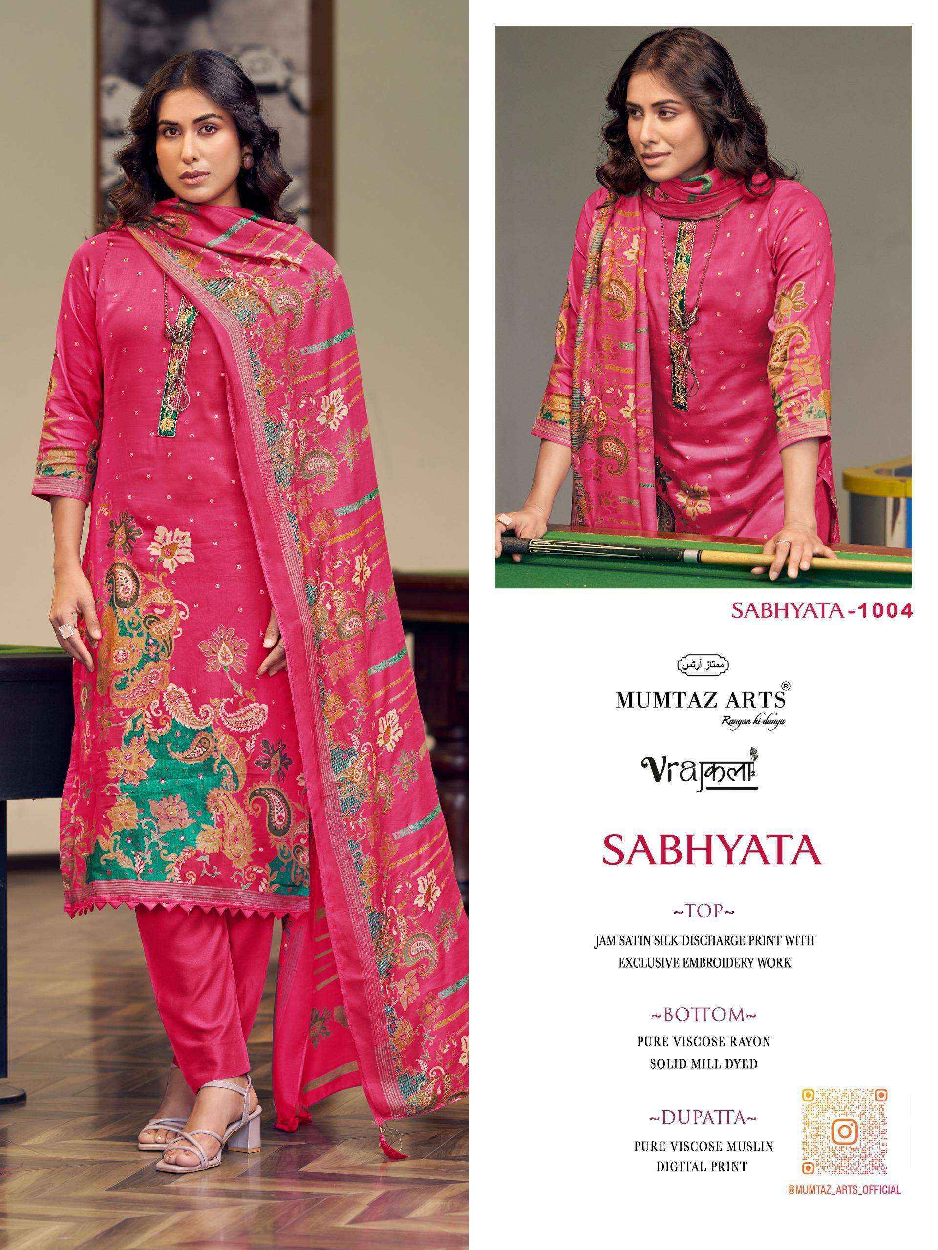 Mumtaz Arts Sabhyata Viscose Dress Material Surat Textile Market ( 4 pcs Catalogue )