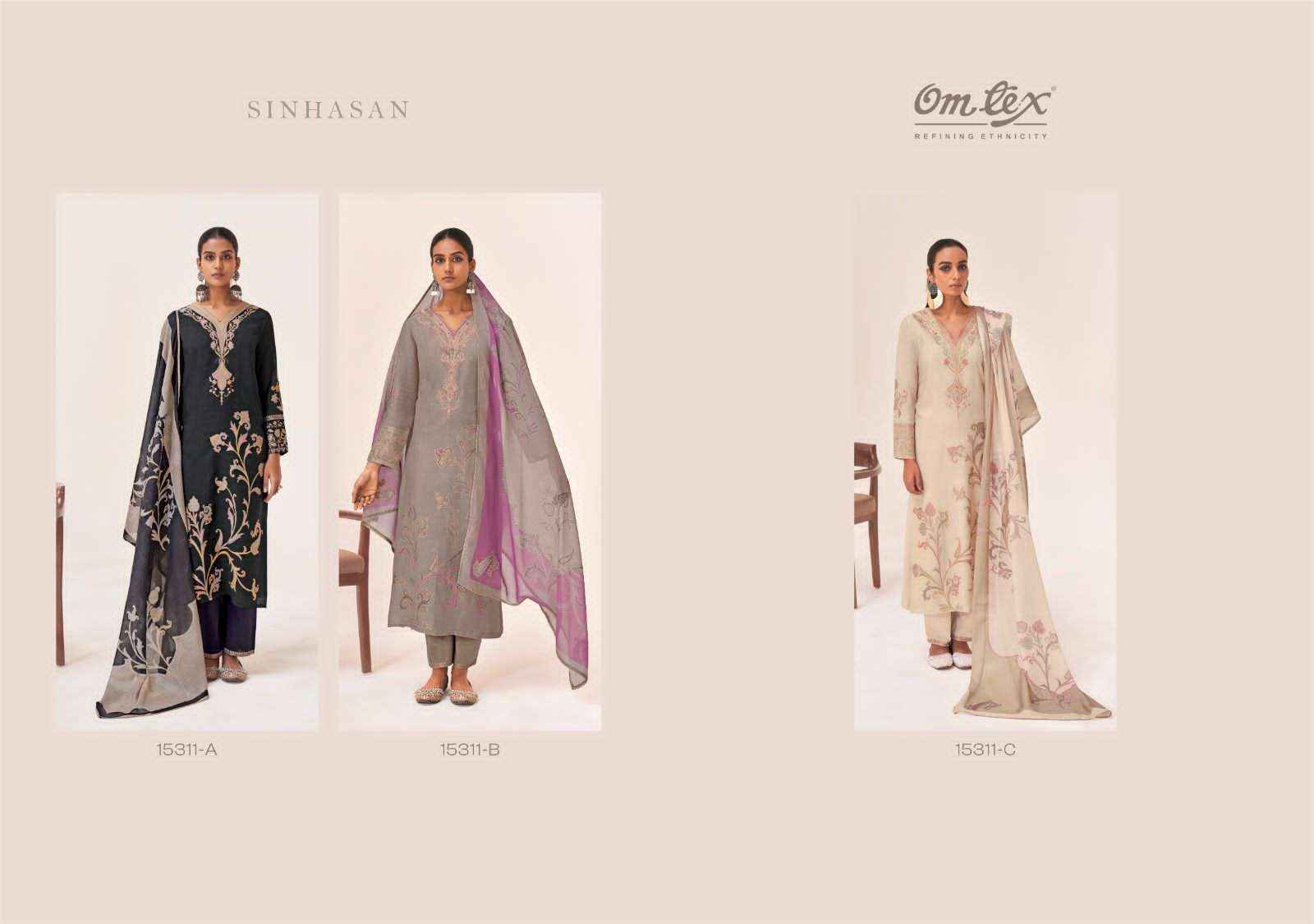 Omtex Sinhasan Pure Linen Jacquard Ladies Dress Wholesale Collection ( 3 Pcs Catalog )