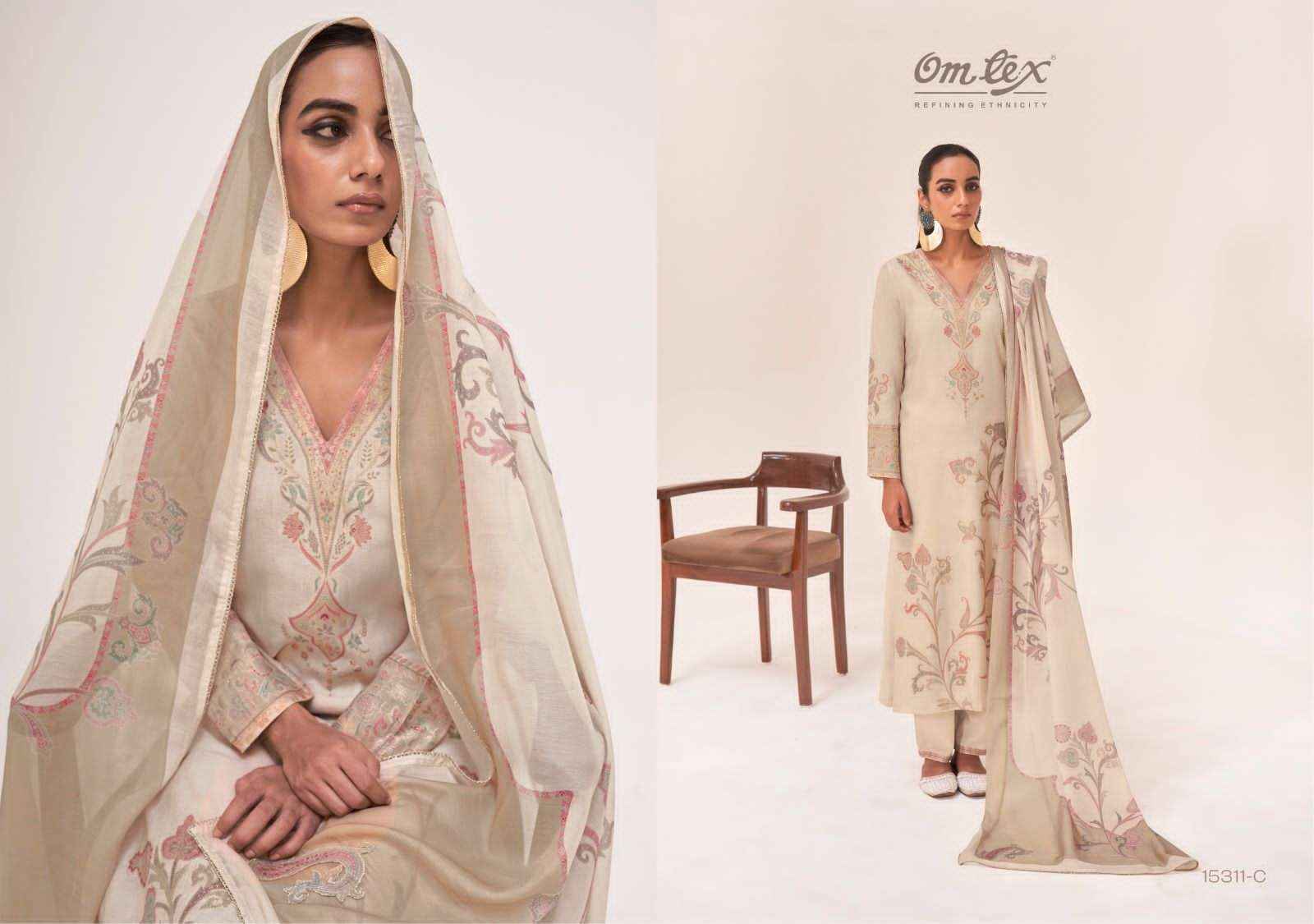 Omtex Sinhasan Pure Linen Jacquard Ladies Dress Wholesale Collection ( 3 Pcs Catalog )