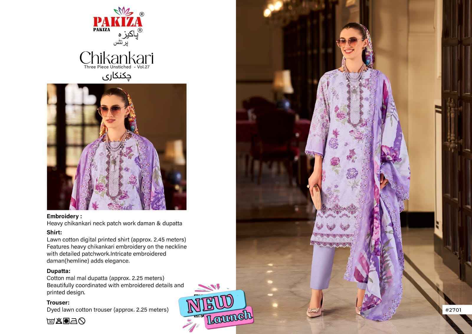 Pakiza Prints Chikankari Vol 27 Wholesale Price 10 Pcs set