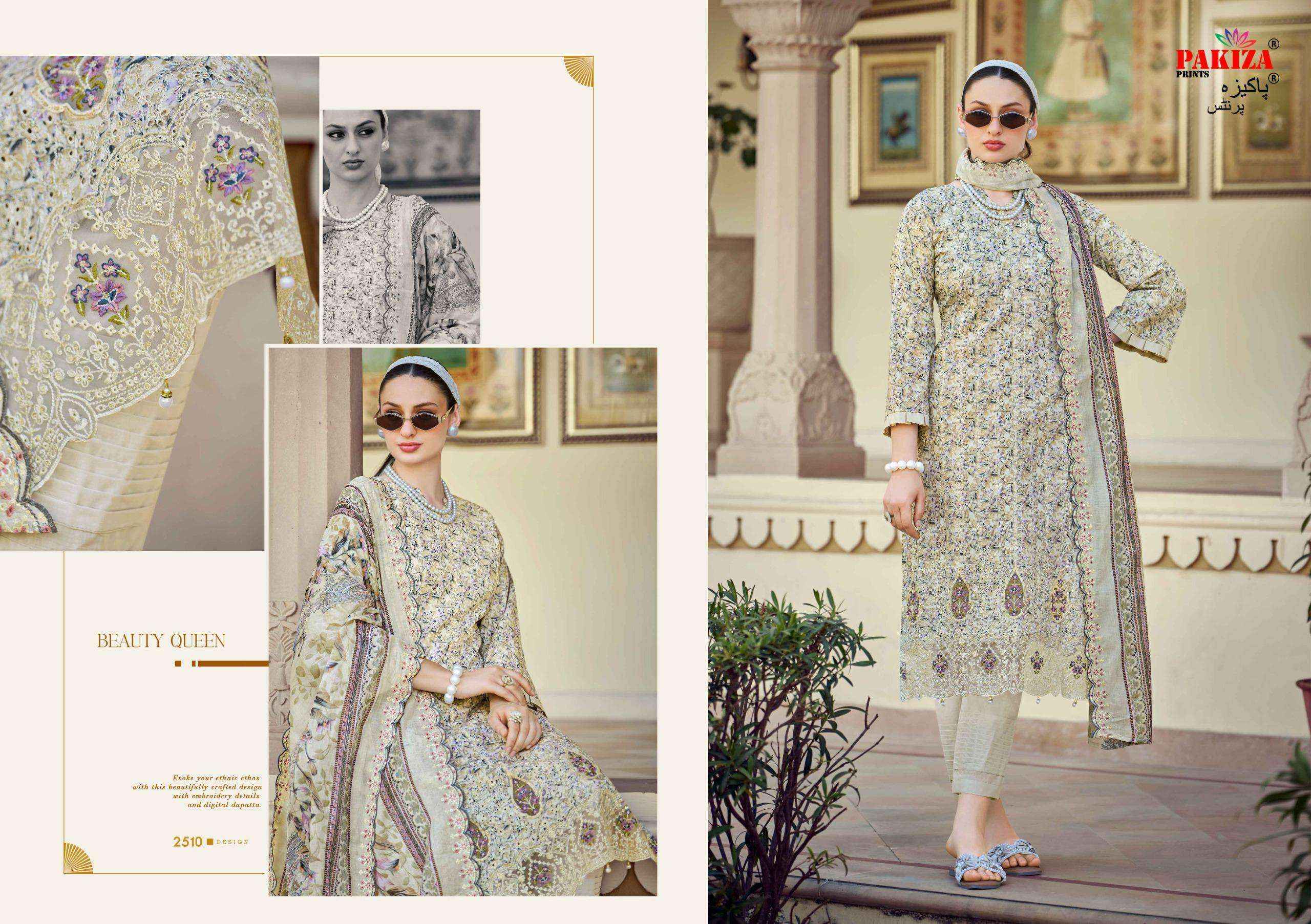 Pakiza Prints Haya Vol 25 Lawn Cotton Dress Material Wholesale Online Price ( 10 pcs Catalogue )