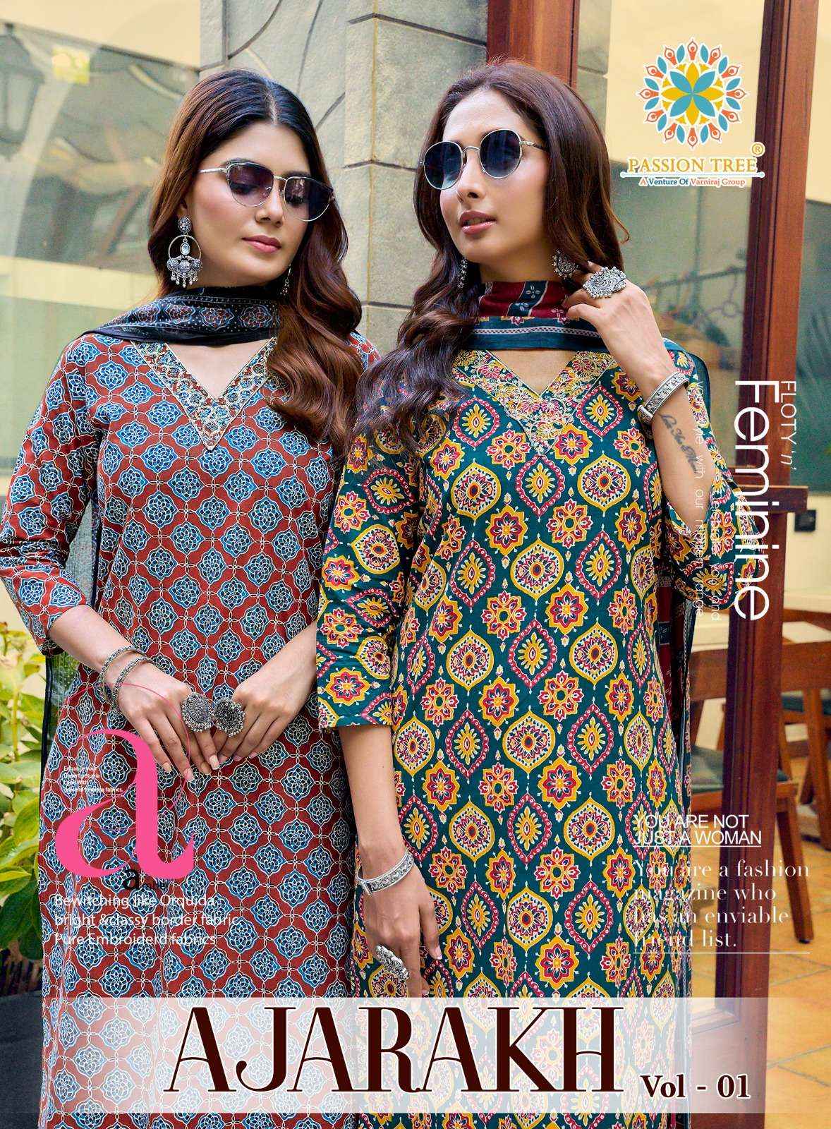 Passion Tree Ajarakh Vol 1 Readymade Suits Wholesale Price
