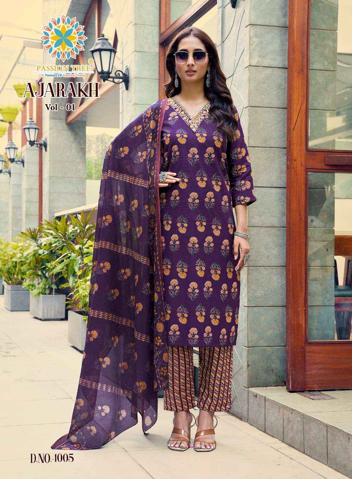 Passion Tree Ajarakh Vol 1 Readymade Suits Wholesale Price