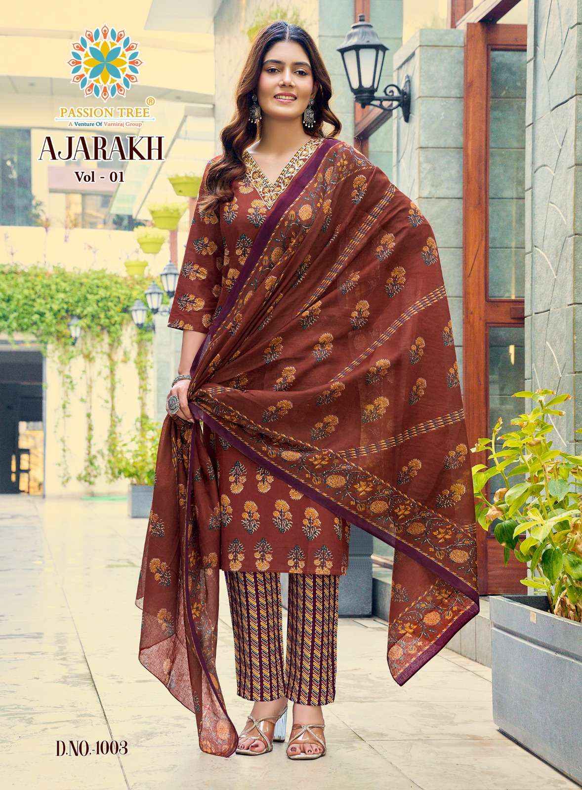 Passion Tree Ajarakh Vol 1 Readymade Suits Wholesale Price