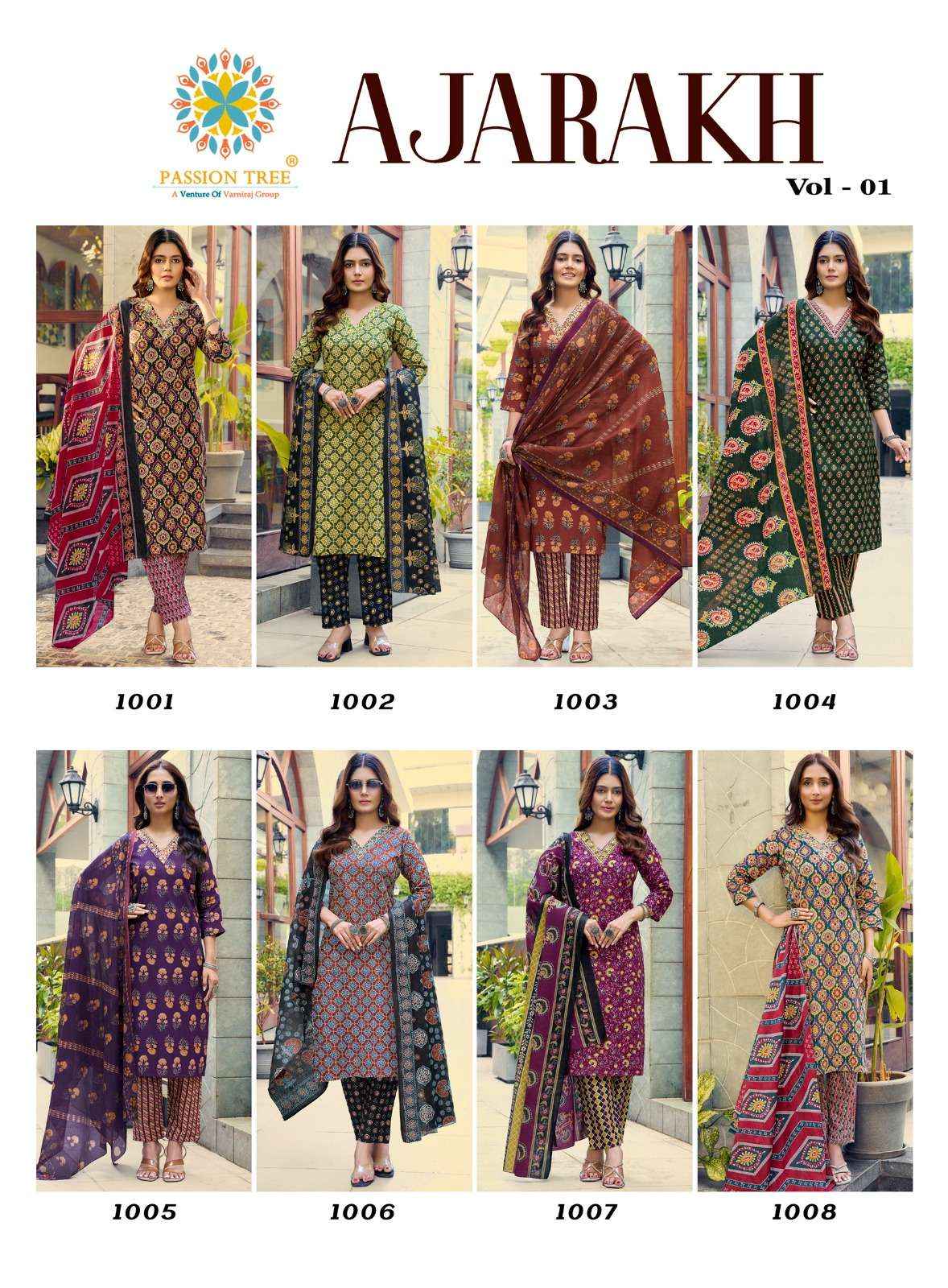 Passion Tree Ajarakh Vol 1 Readymade Suits Wholesale Price