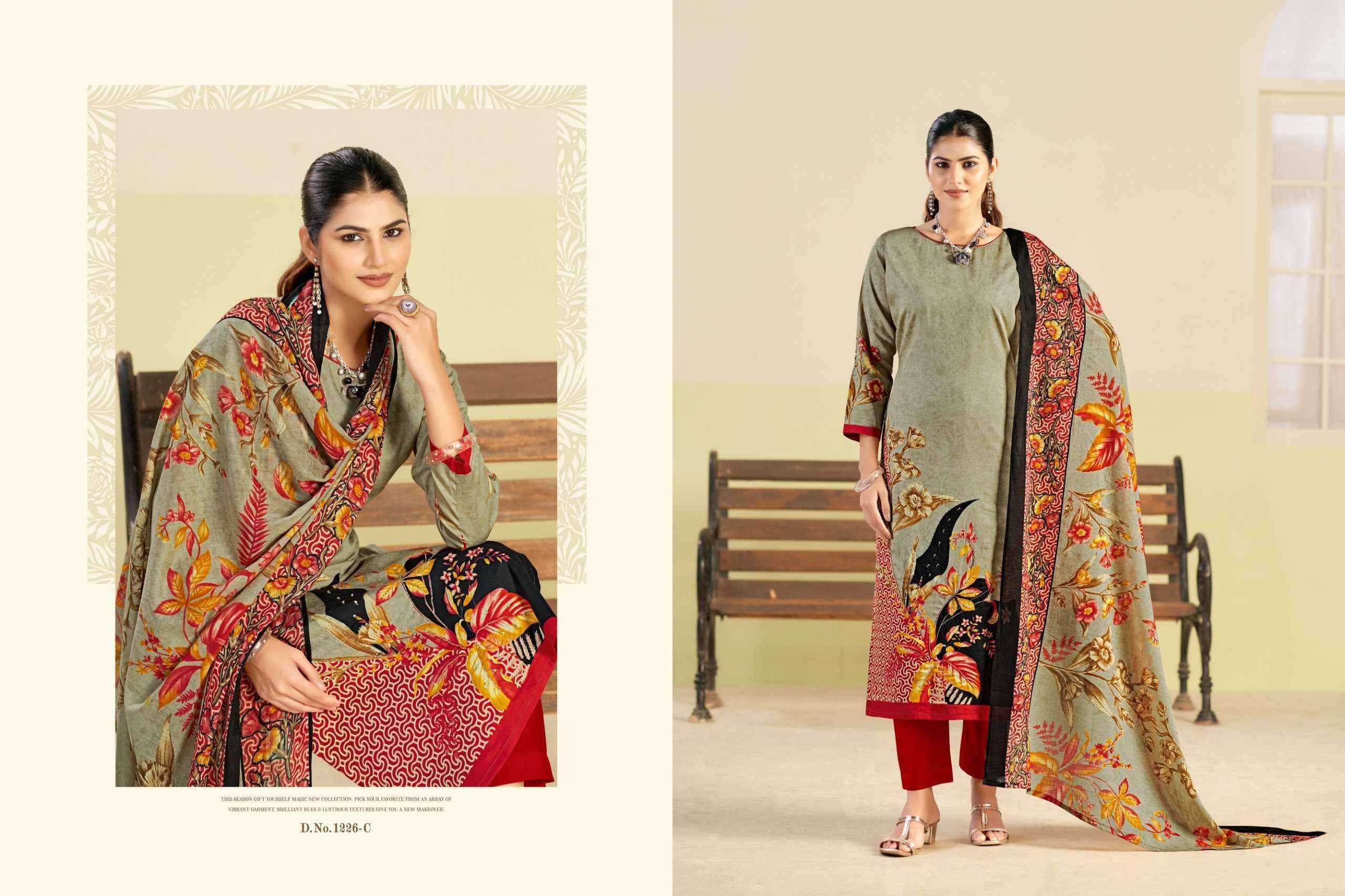 Radhika Fashion Azara Kayka D No 1226 Jam Cotton Dress Material Wholesale Collection ( 4 Pcs Catalog )