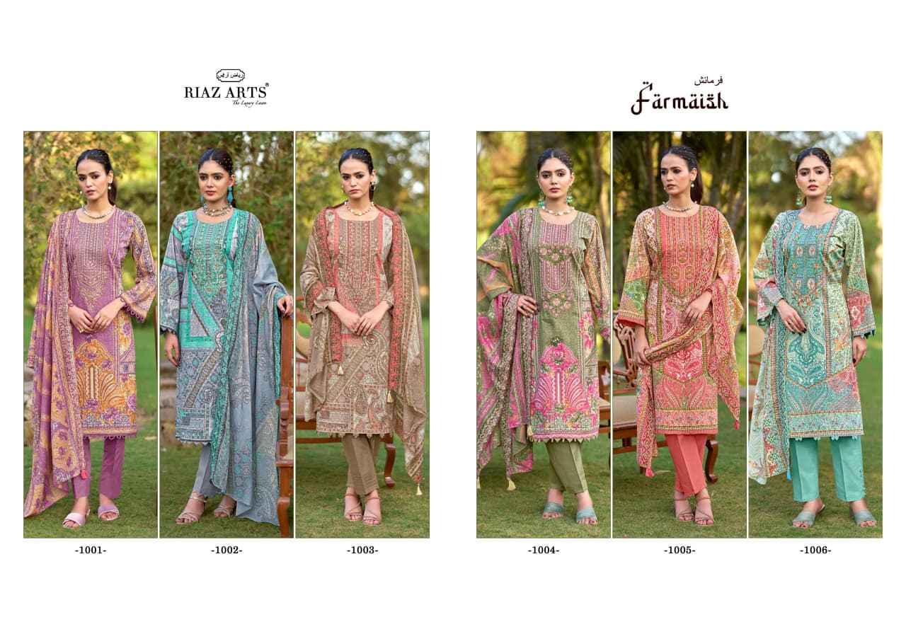 RIAZ ARTS BIN SAEED FARMAISH VOL 2 LAWN COTTON DRESS MATERIAL WHOLESALE PRICE( 6 PCS CATALOGUE )