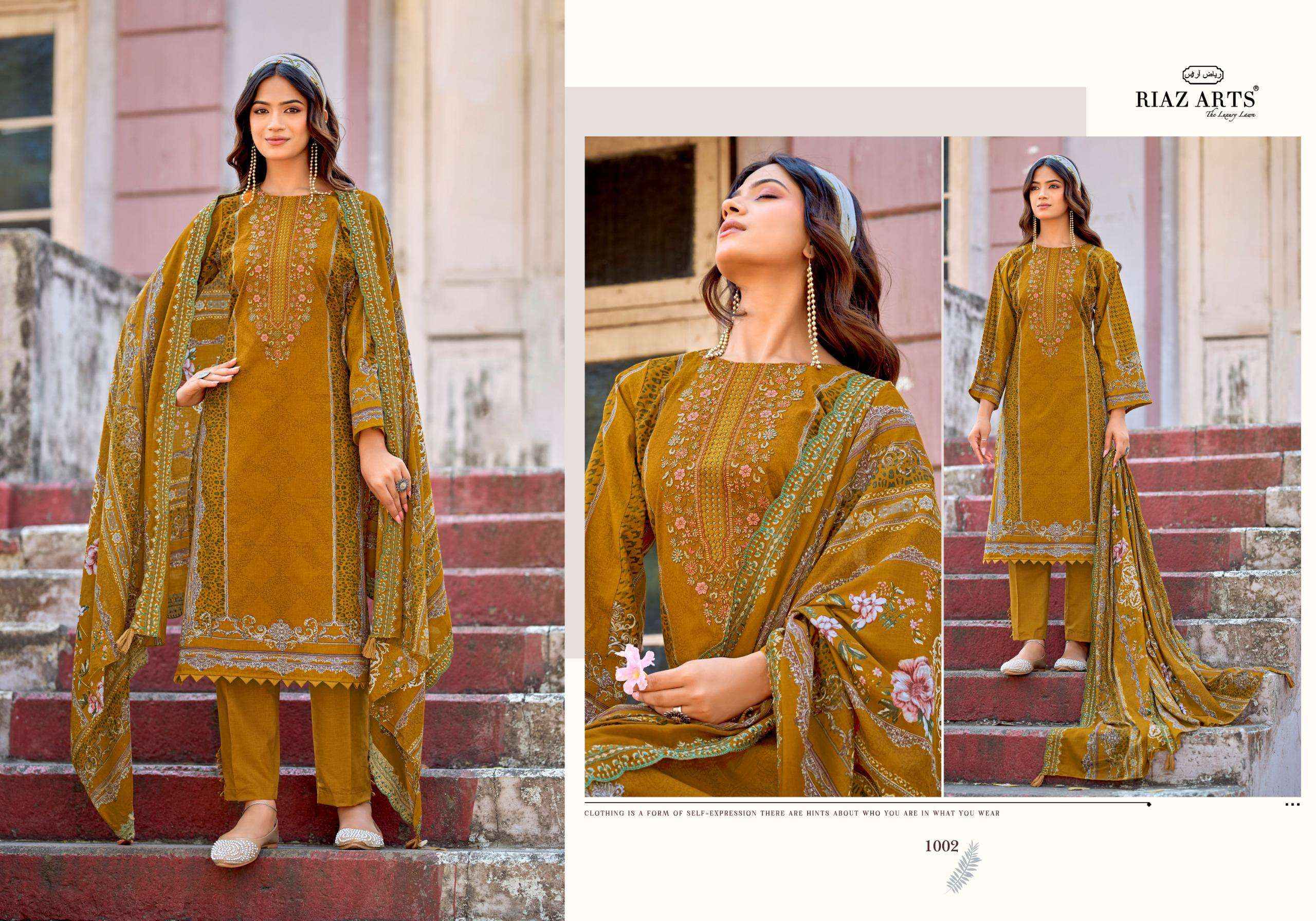 RIAZ ARTS BIN SAEED SURBHI COTTON EMBROIDERY WORK SUIT WHOLESALE PRICE ( 6 PCS CATALOGUE )