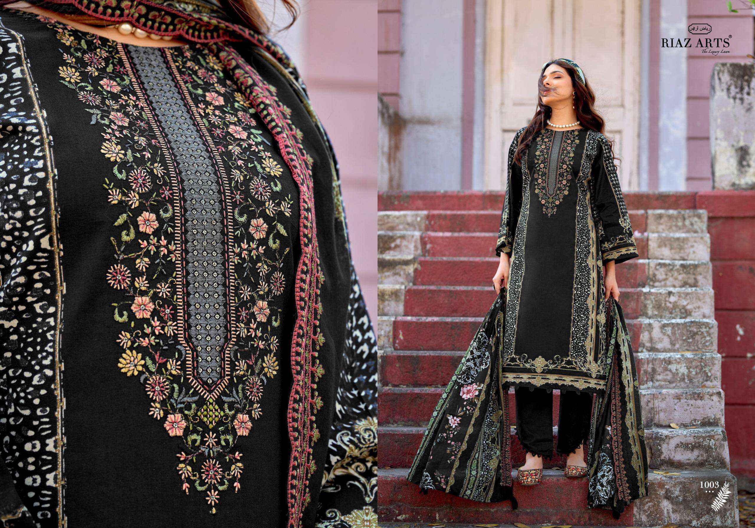 RIAZ ARTS BIN SAEED SURBHI COTTON EMBROIDERY WORK SUIT WHOLESALE PRICE ( 6 PCS CATALOGUE )