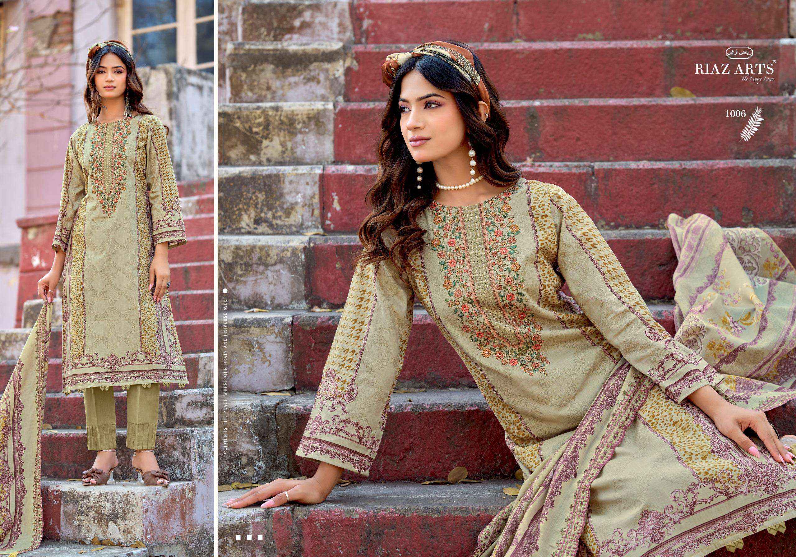 RIAZ ARTS BIN SAEED SURBHI COTTON EMBROIDERY WORK SUIT WHOLESALE PRICE ( 6 PCS CATALOGUE )