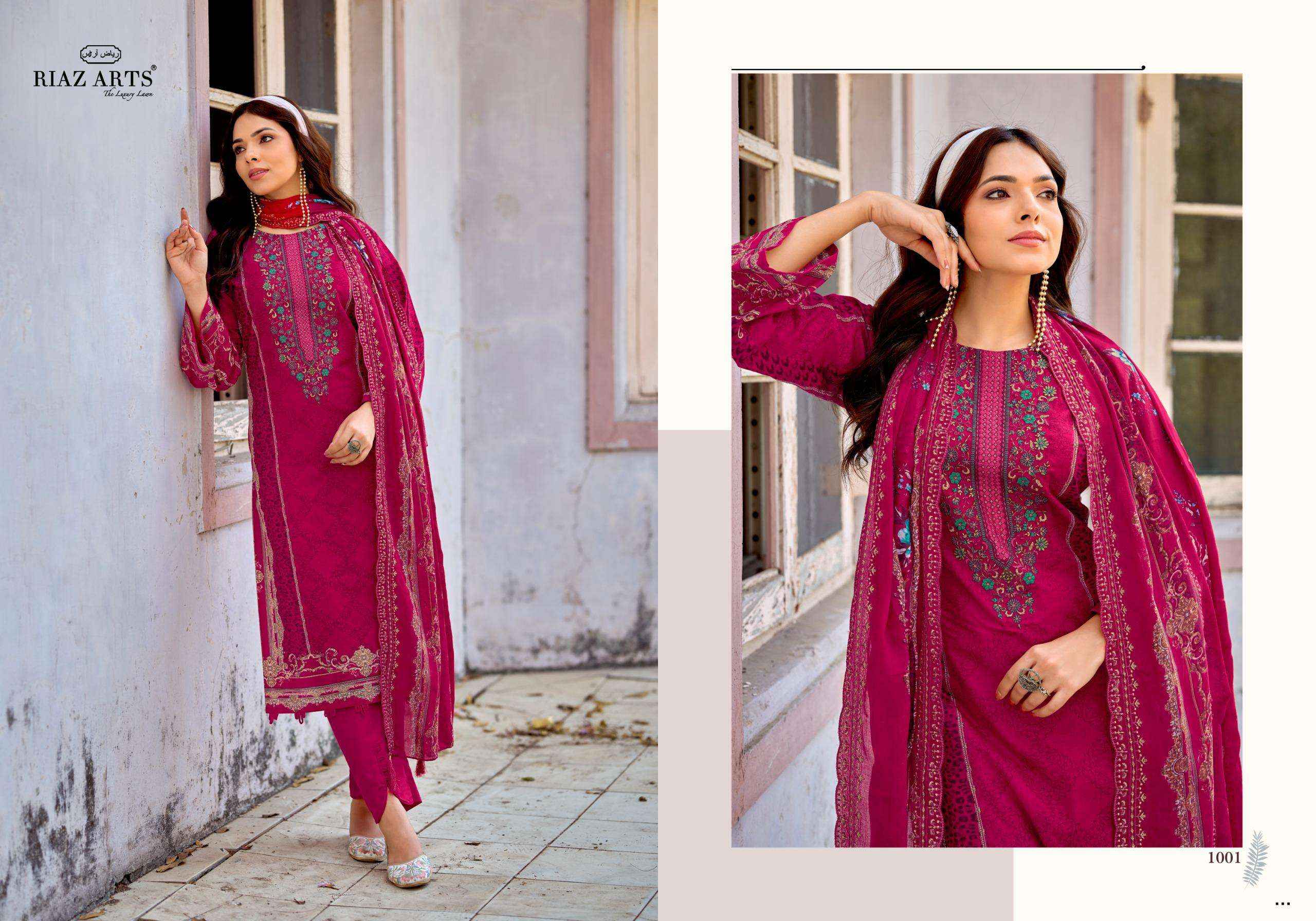 RIAZ ARTS BIN SAEED SURBHI COTTON EMBROIDERY WORK SUIT WHOLESALE PRICE ( 6 PCS CATALOGUE )