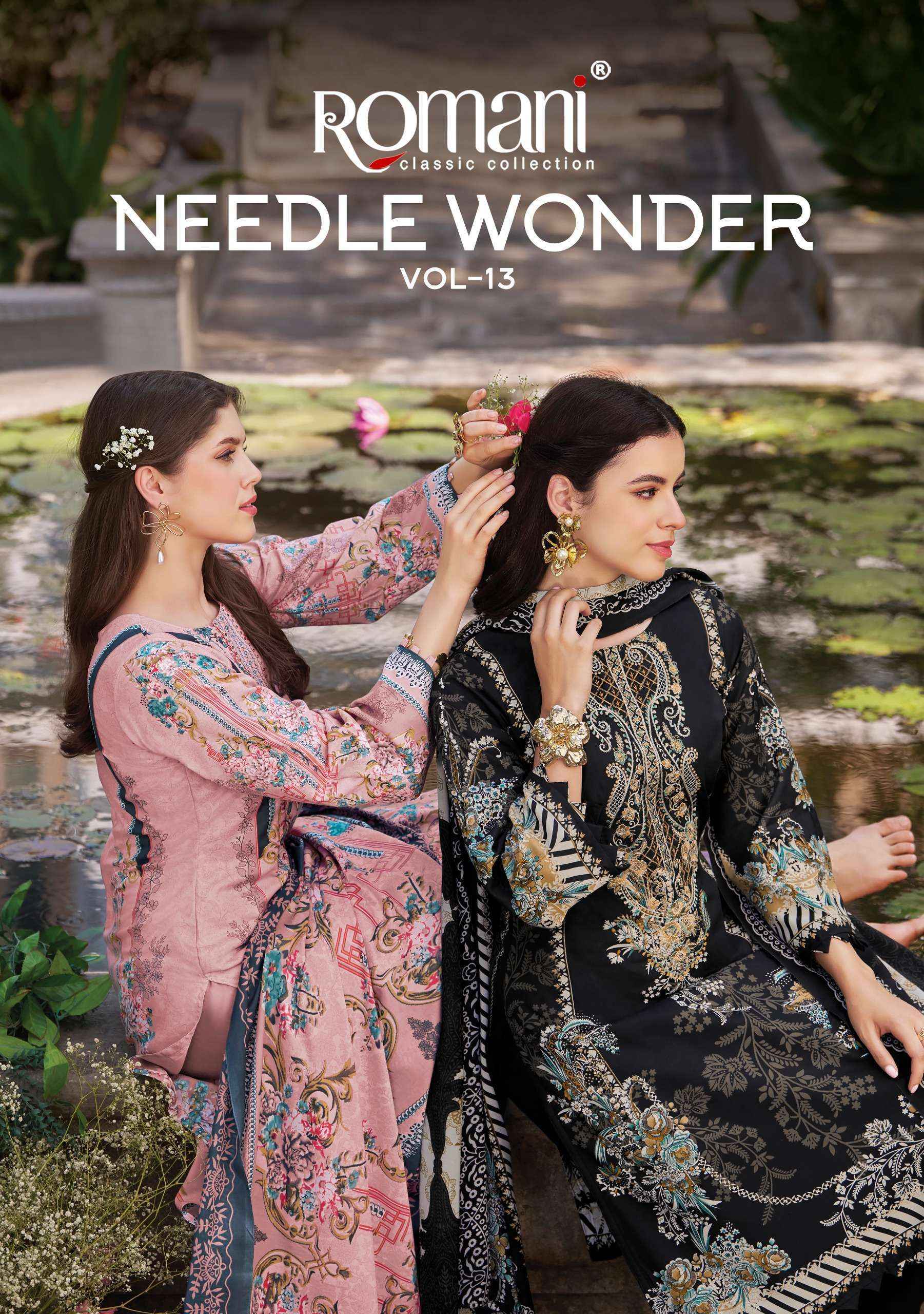 Romani Needle Wonder Vol 13 Cotton Wholesale Dress Material 8 pcs Catalogue