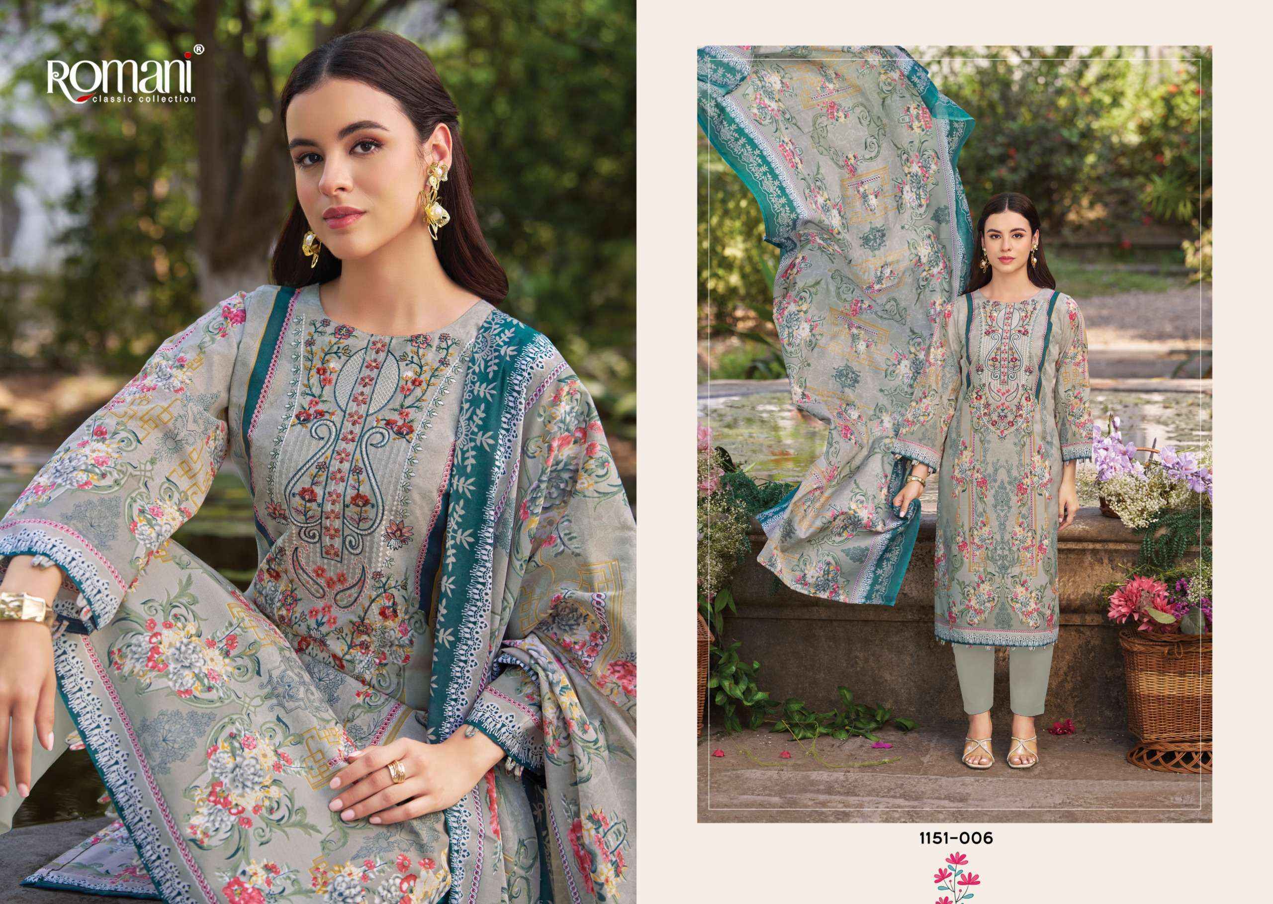 Romani Needle Wonder Vol 13 Cotton Wholesale Dress Material 8 pcs Catalogue