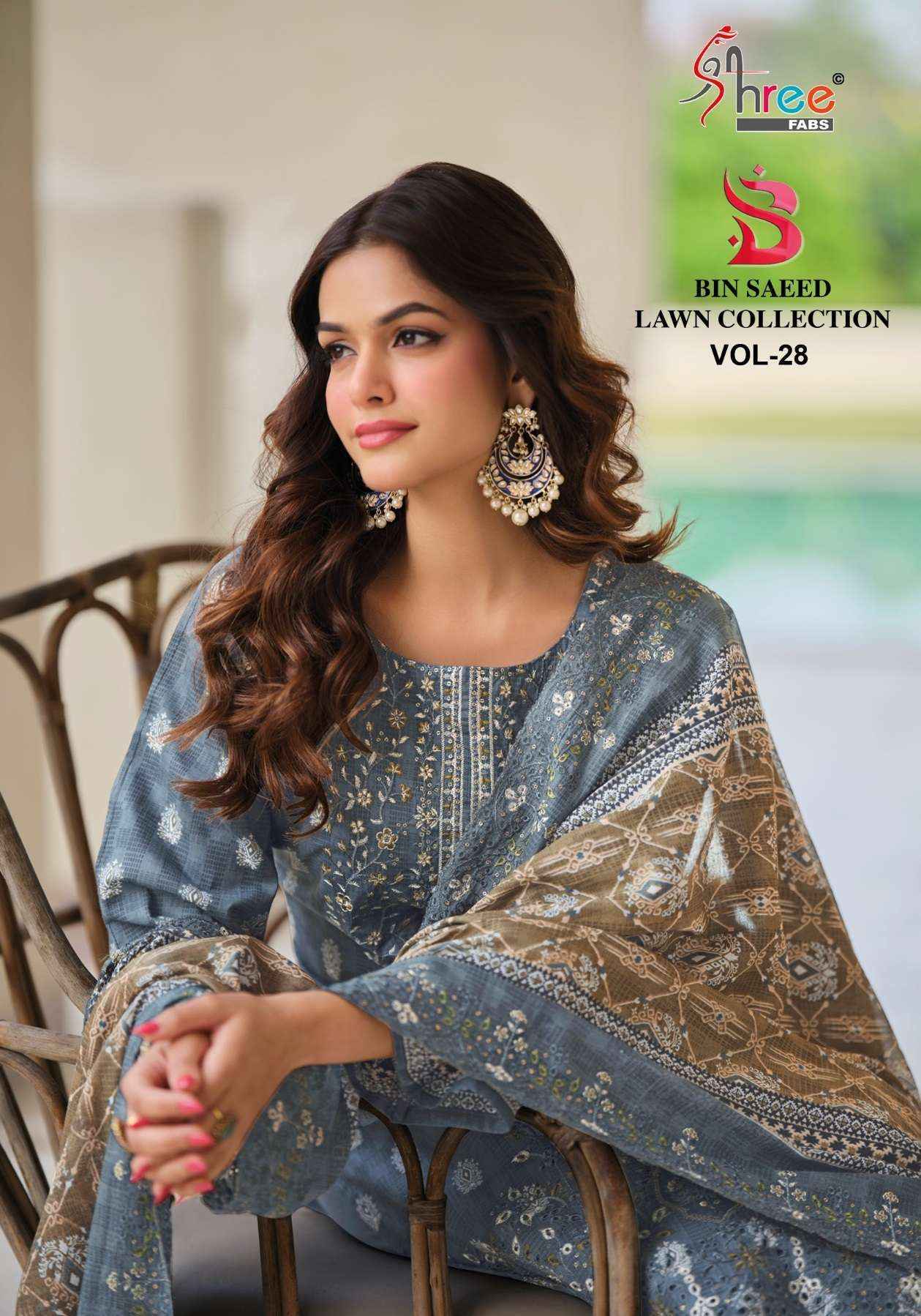 Shree Fabs Bin Saeed Lawn Collection Vol 28 Cotton Dress Material Wholesale Price ( 6 pcs Catalogue )