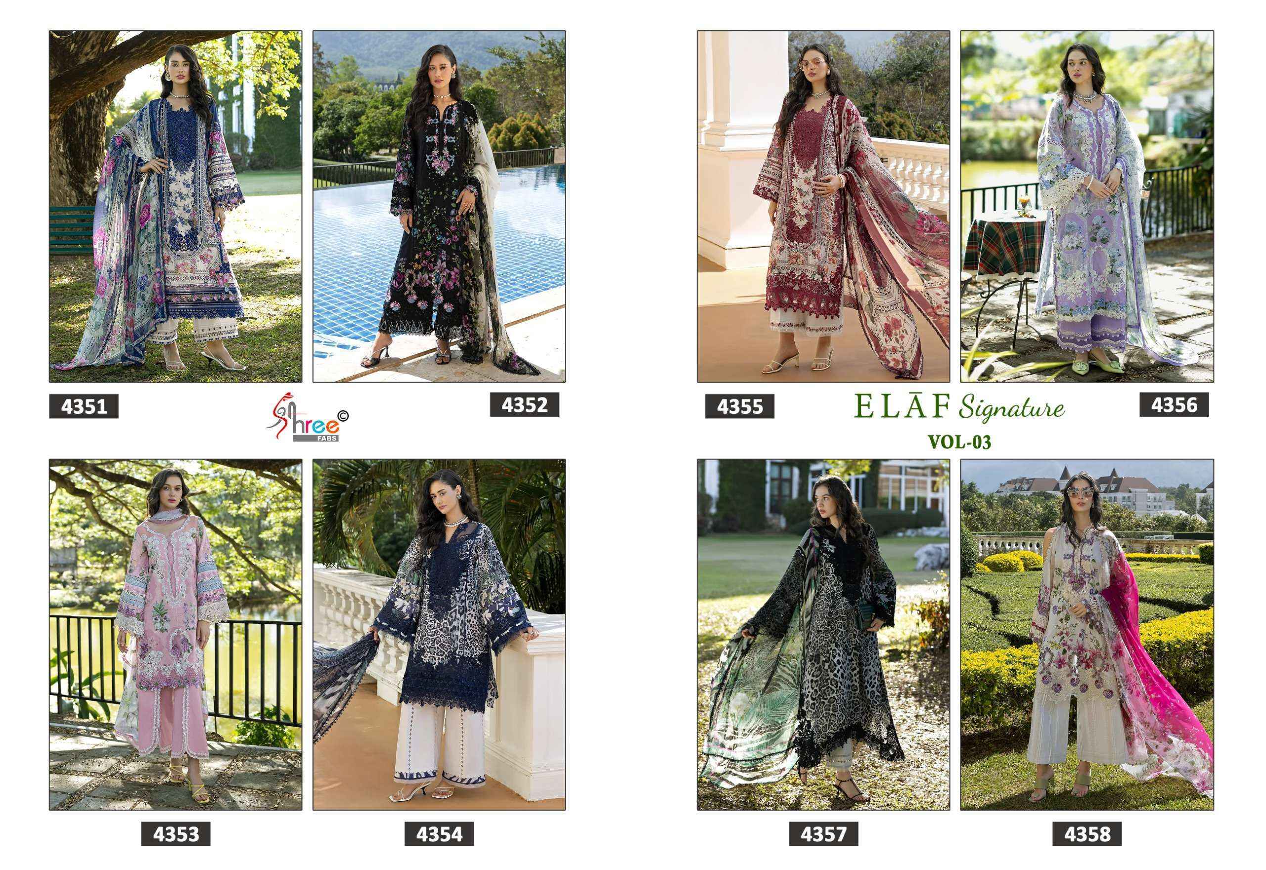 Shree Fabs Elaf Signature Vol 3 Cotton Pakistani Suits Wholesale Price ( 8 pcs Catalogue )