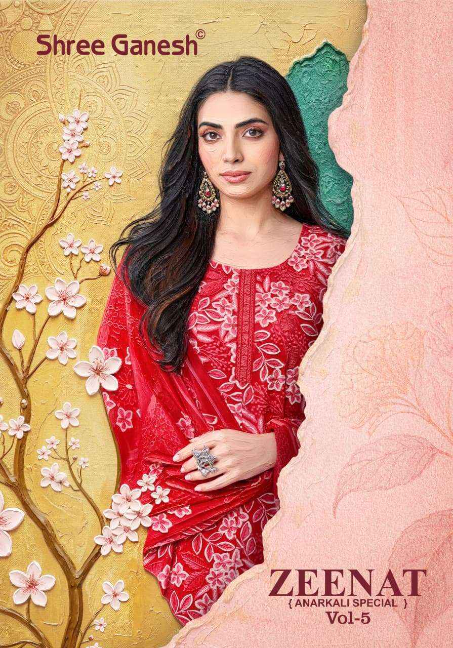 Shree Ganesh Zeenat Vol 5 Readymade Cotton Anarkali Dress Collection ( 10 Pcs Catalog )