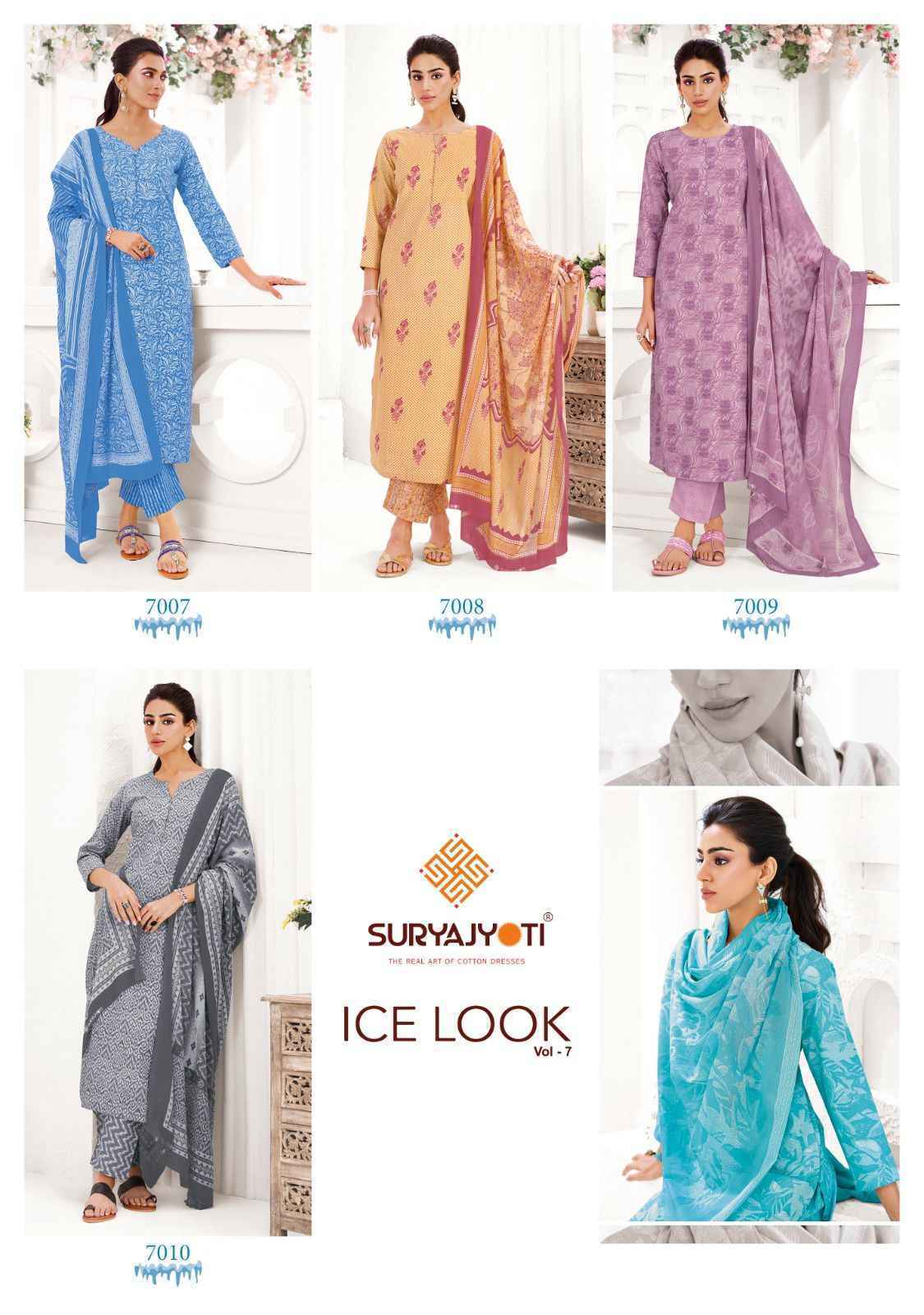Suryajyoti Ice Look Vol 7 Readymade Cotton Suits Wholesale Price (10 pcs Catalogue )