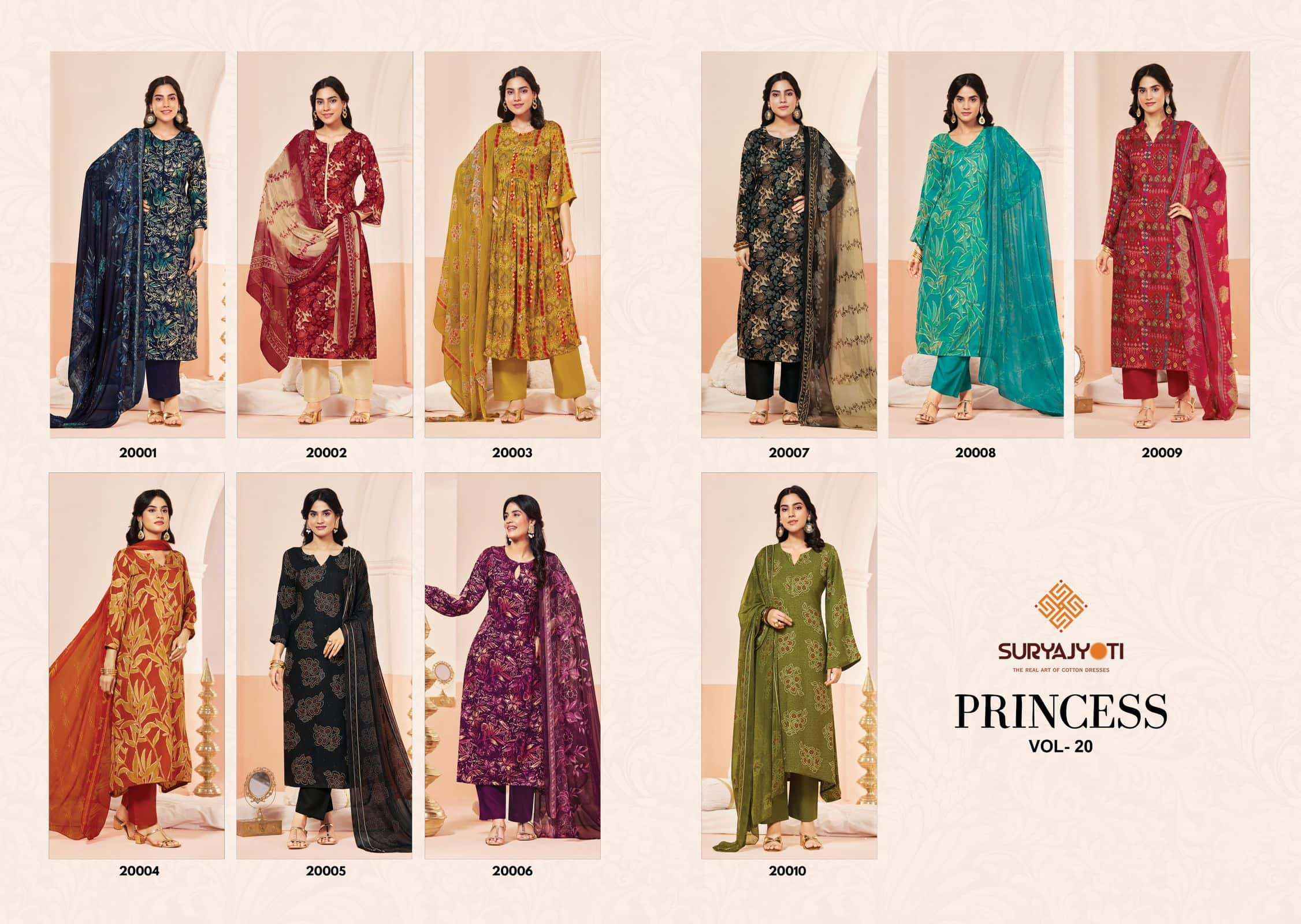 Suryajyoti Princess Vol 20 Rayon Dress Material Wholesale Price ( 10 Pcs Catalogue )