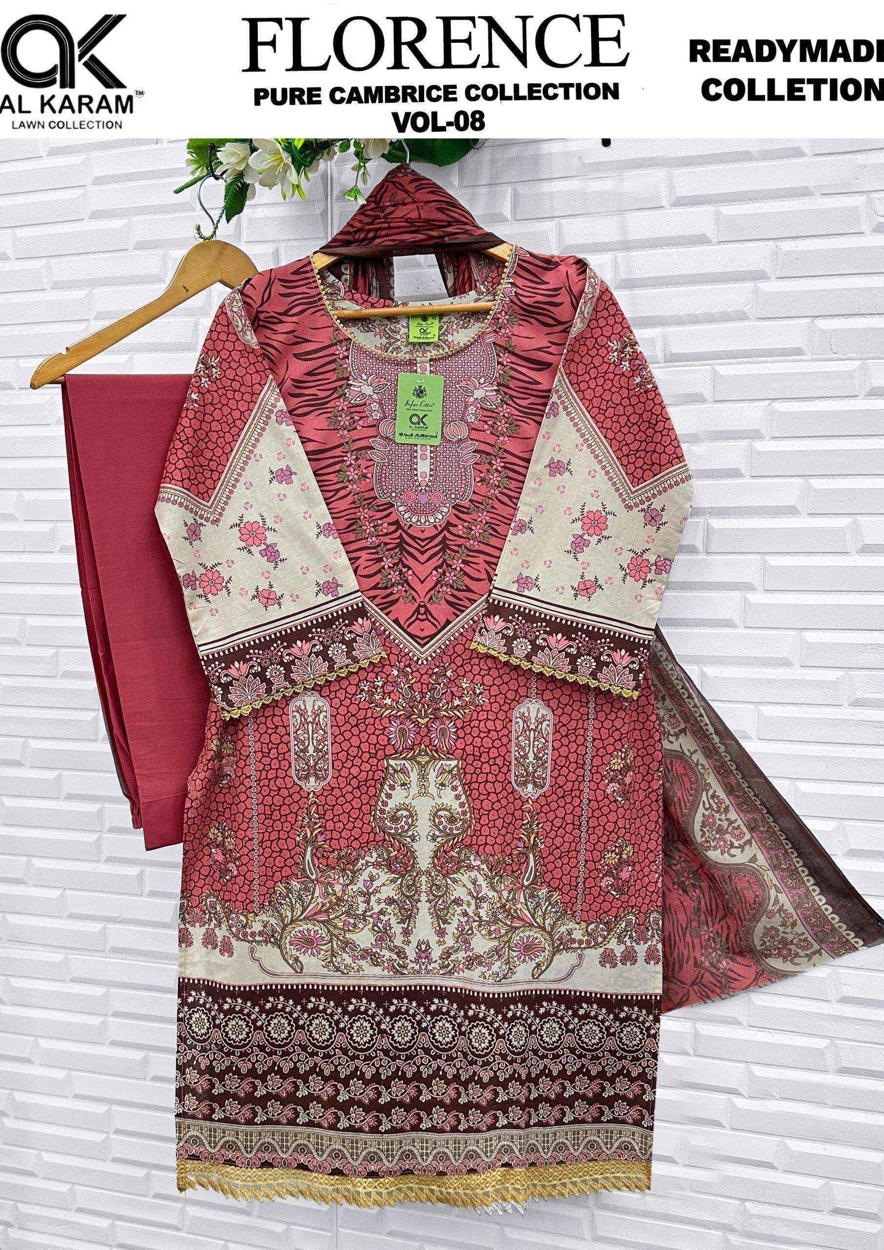 Al Karam Florence Vol 8 Cotton Readymade Suits Wholesale Price ( 6 pcs Catalogue )