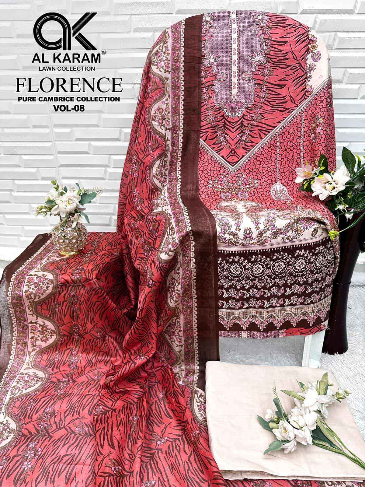 Al Karam Florence Vol 8 Pure Cambric Cotton Dress Material _ Wholesale Surat Collection ( 6 Pcs Catalog )
