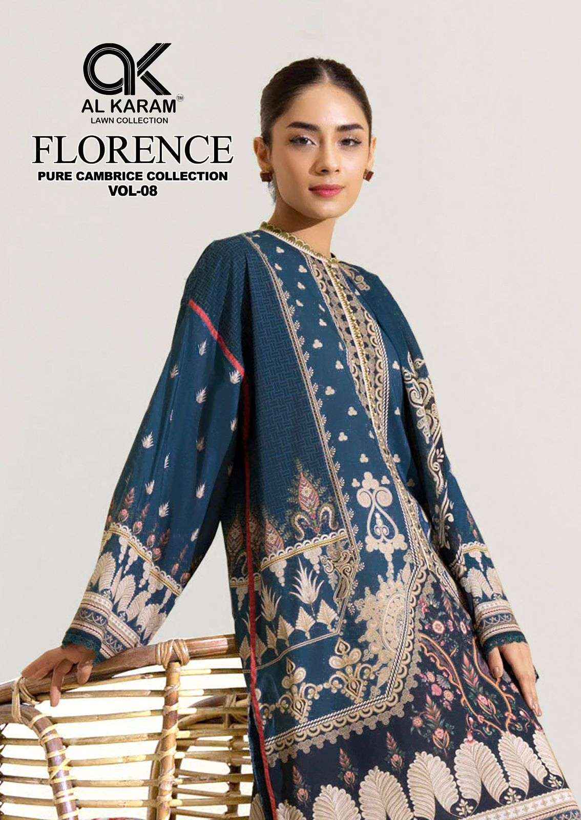 Al Karam Florence Vol 8 Pure Cambric Cotton Dress Material _ Wholesale Surat Collection ( 6 Pcs Catalog )