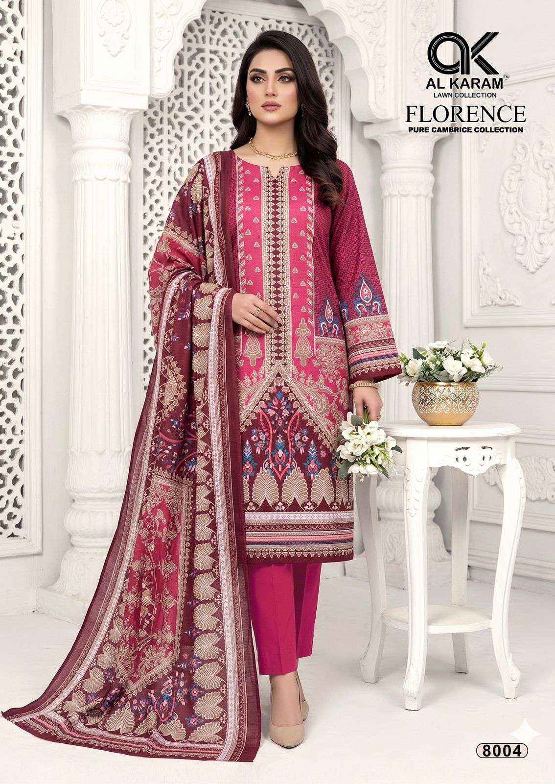 Al Karam Florence Vol 8 Pure Cambric Cotton Dress Material _ Wholesale Surat Collection ( 6 Pcs Catalog )