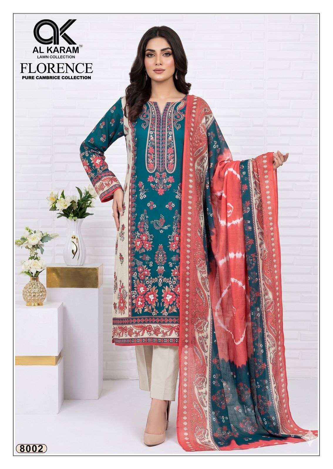 Al Karam Florence Vol 8 Pure Cambric Cotton Dress Material _ Wholesale Surat Collection ( 6 Pcs Catalog )
