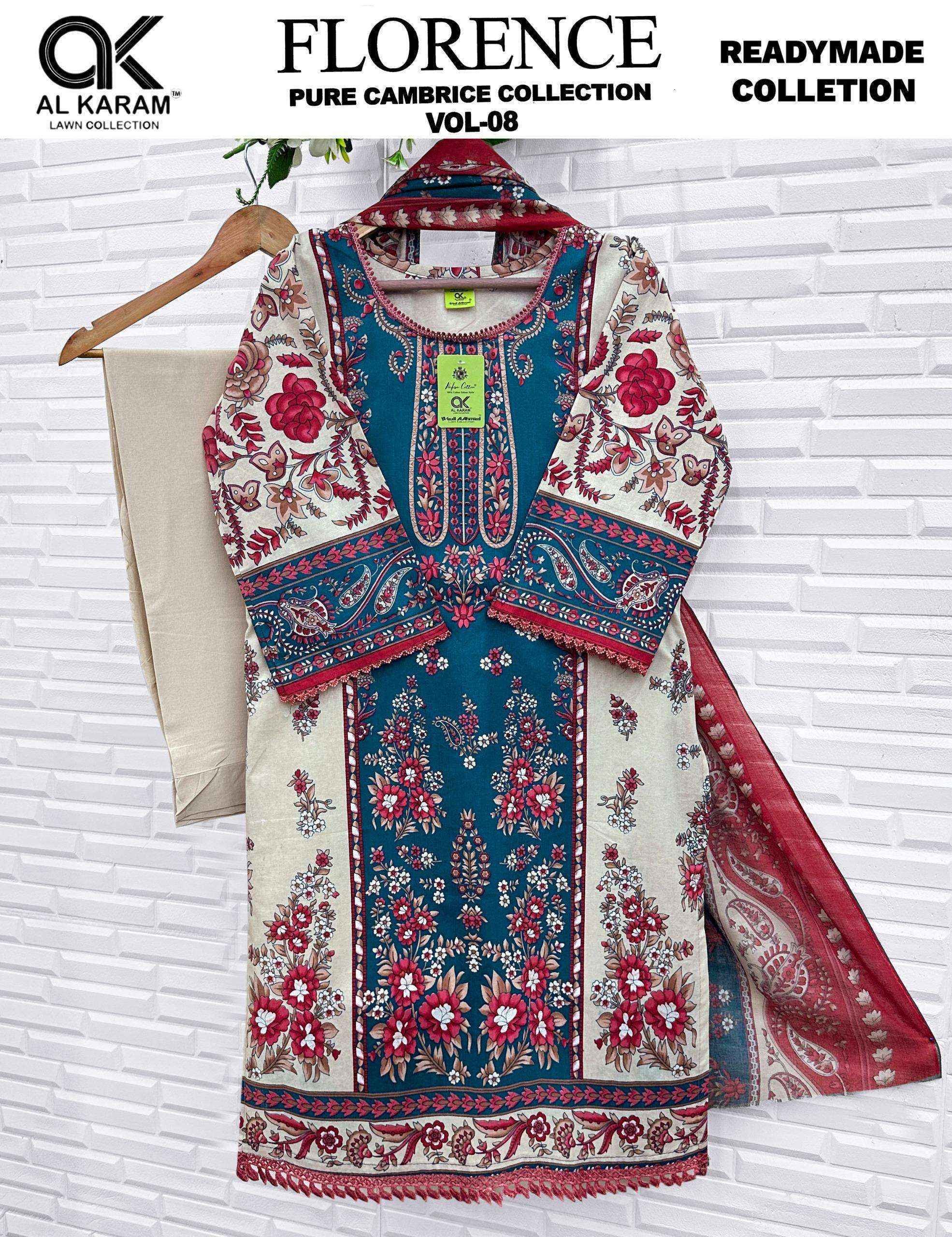 Al Karam Florence Vol 8 Readymade Suits, Wholesale Factory Price  ( 6 pcs Catalogue )