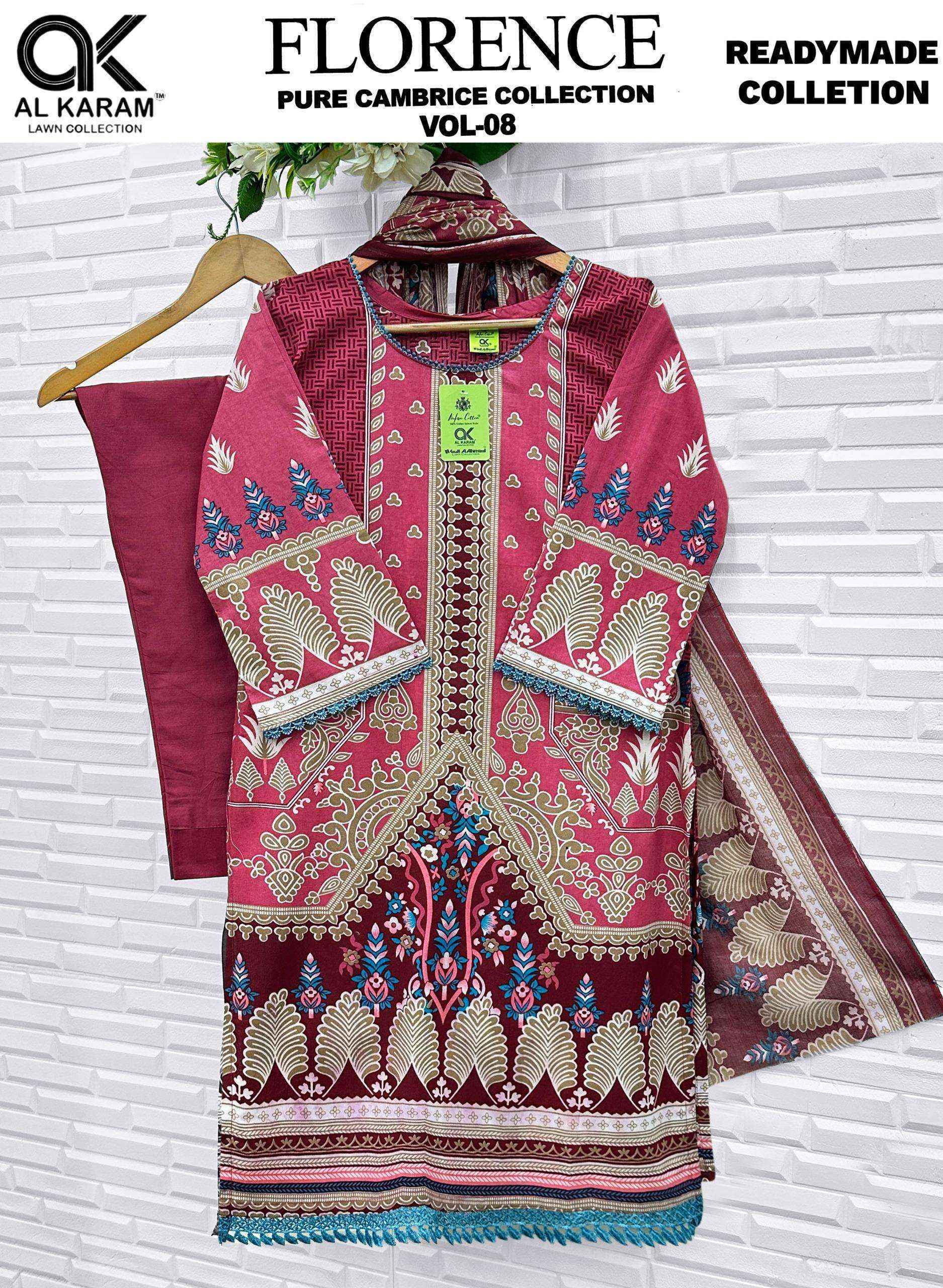 Al Karam Florence Vol 8 Readymade Suits, Wholesale Factory Price  ( 6 pcs Catalogue )