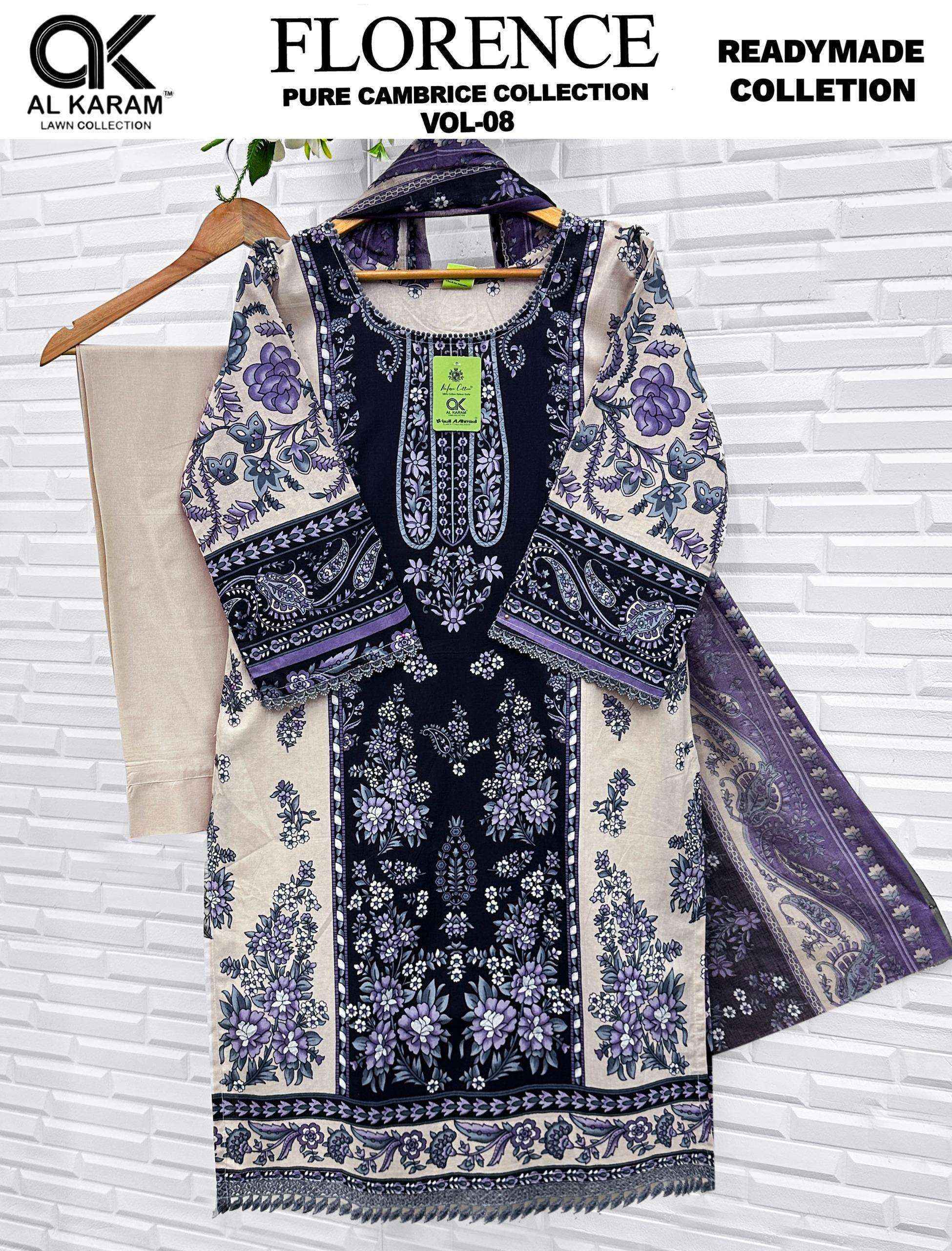 Al Karam Florence Vol 8 Readymade Suits, Wholesale Factory Price  ( 6 pcs Catalogue )