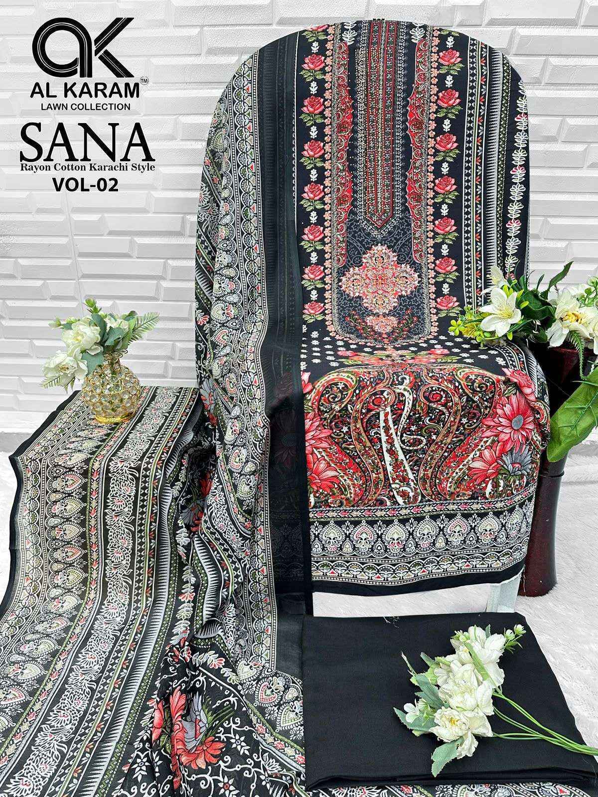 Al Karam Sana Vol 2 Rayon Pakistani Suits, Lowest Price ( 8 pcs Catalogue )