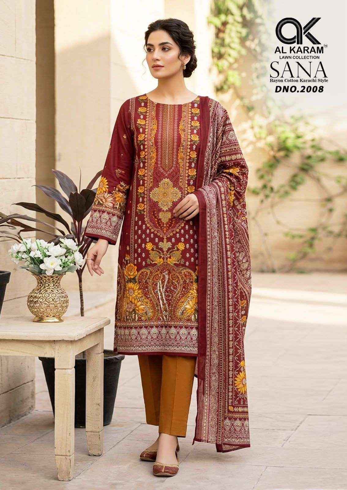 Al Karam Sana Vol 2 Rayon Pakistani Suits, Lowest Price ( 8 pcs Catalogue )