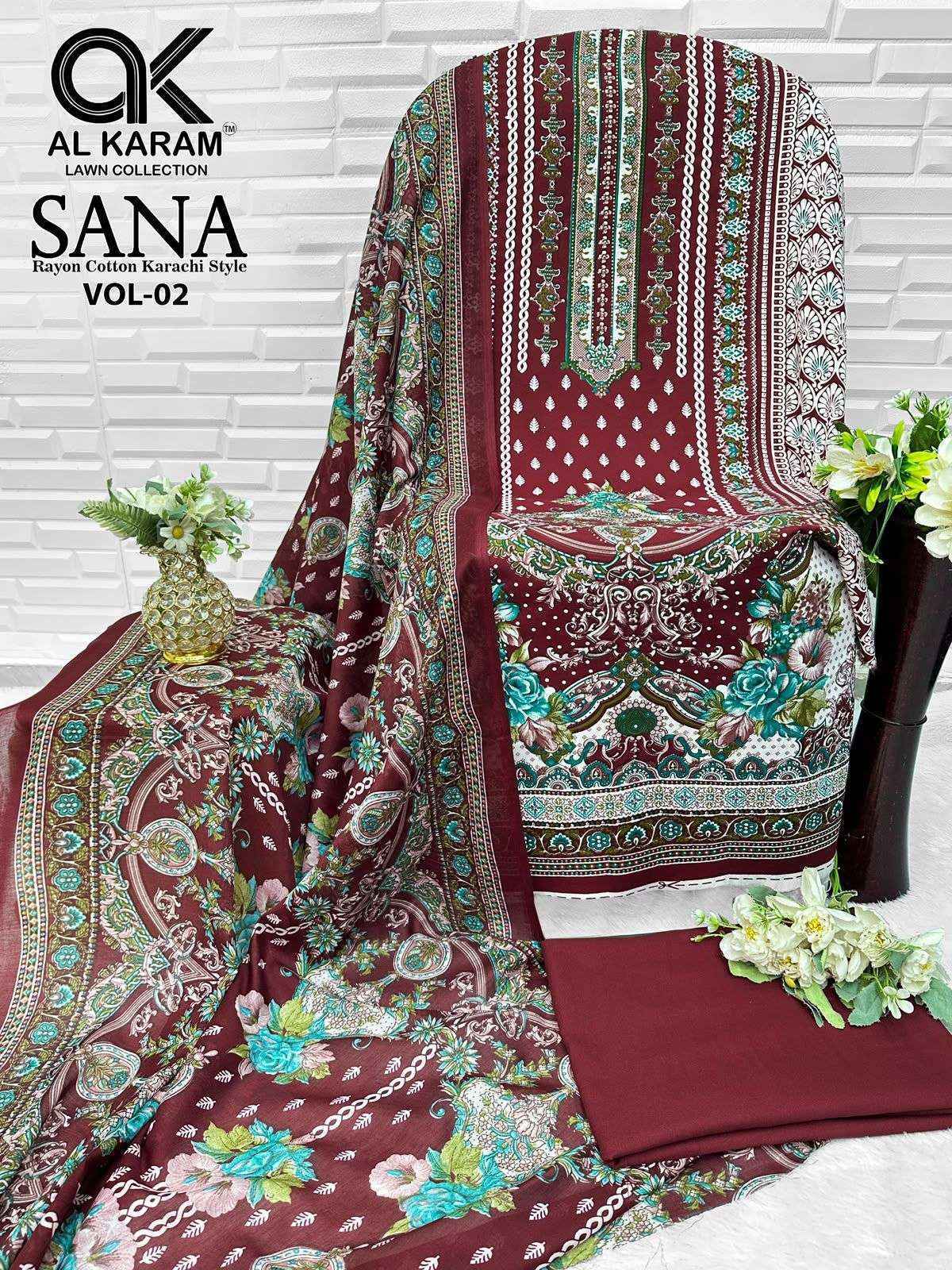 Al Karam Sana Vol 2 Rayon Pakistani Suits, Lowest Price ( 8 pcs Catalogue )