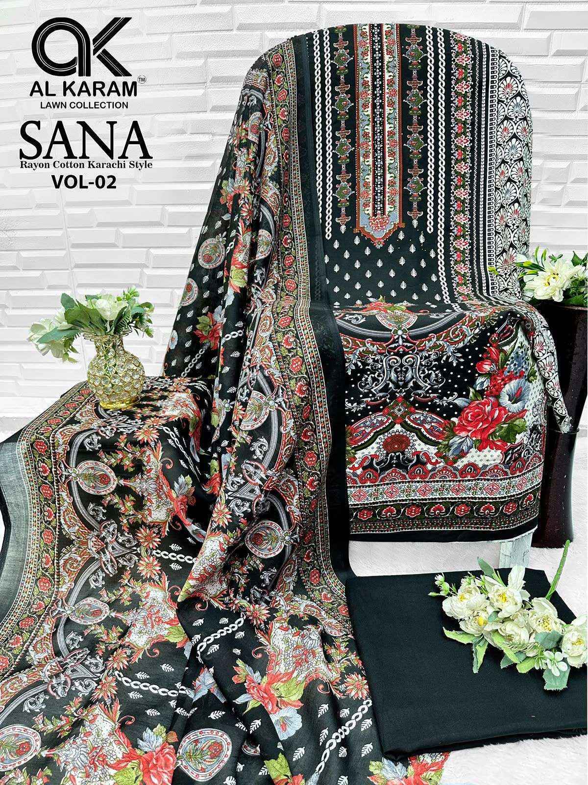 Al Karam Sana Vol 2 Rayon Pakistani Suits, Lowest Price ( 8 pcs Catalogue )