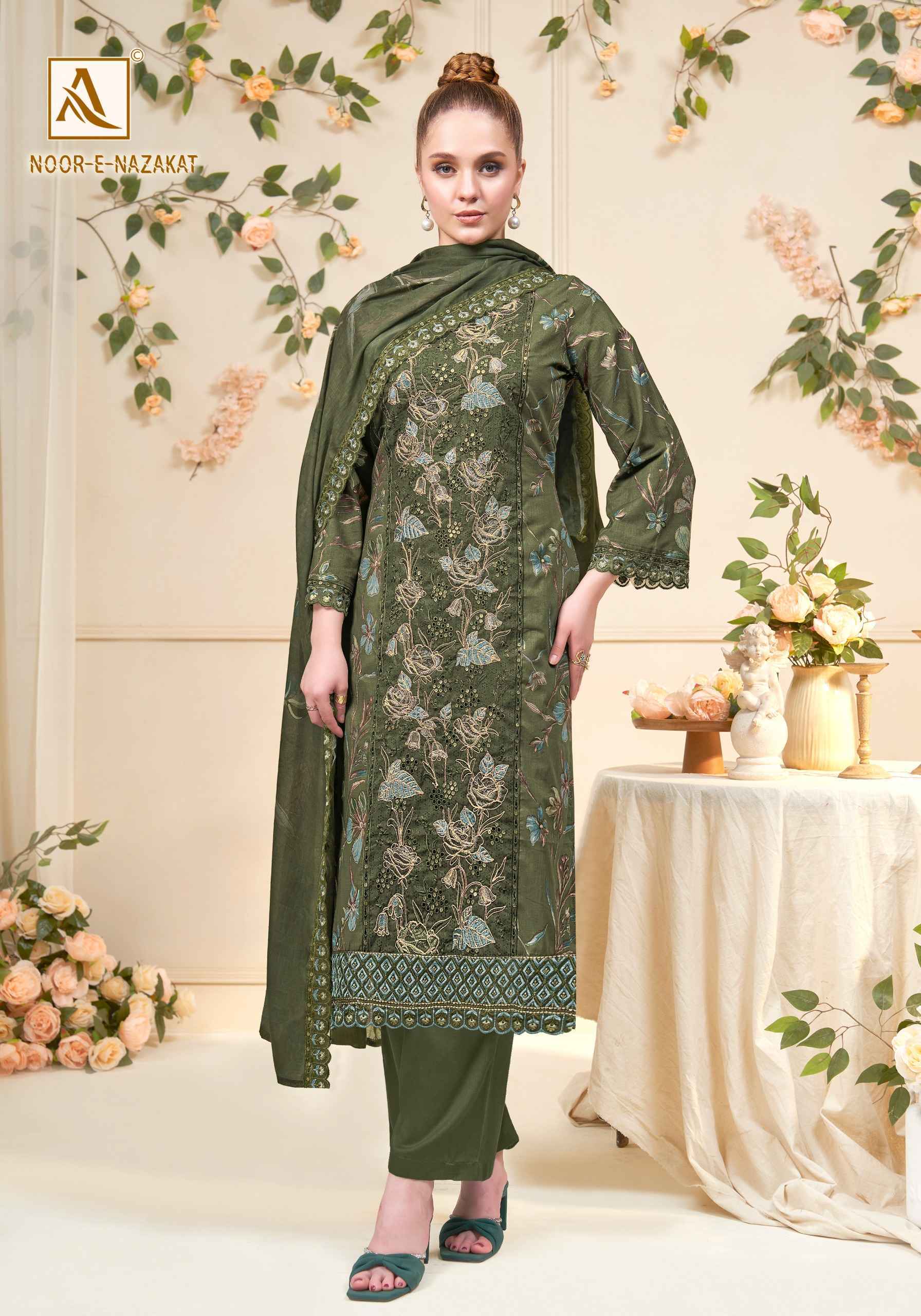 Alok Noor E Nazakat Cambric Cotton Suit _ Wholesale Surat Rate ( 6 Pcs Catalog )