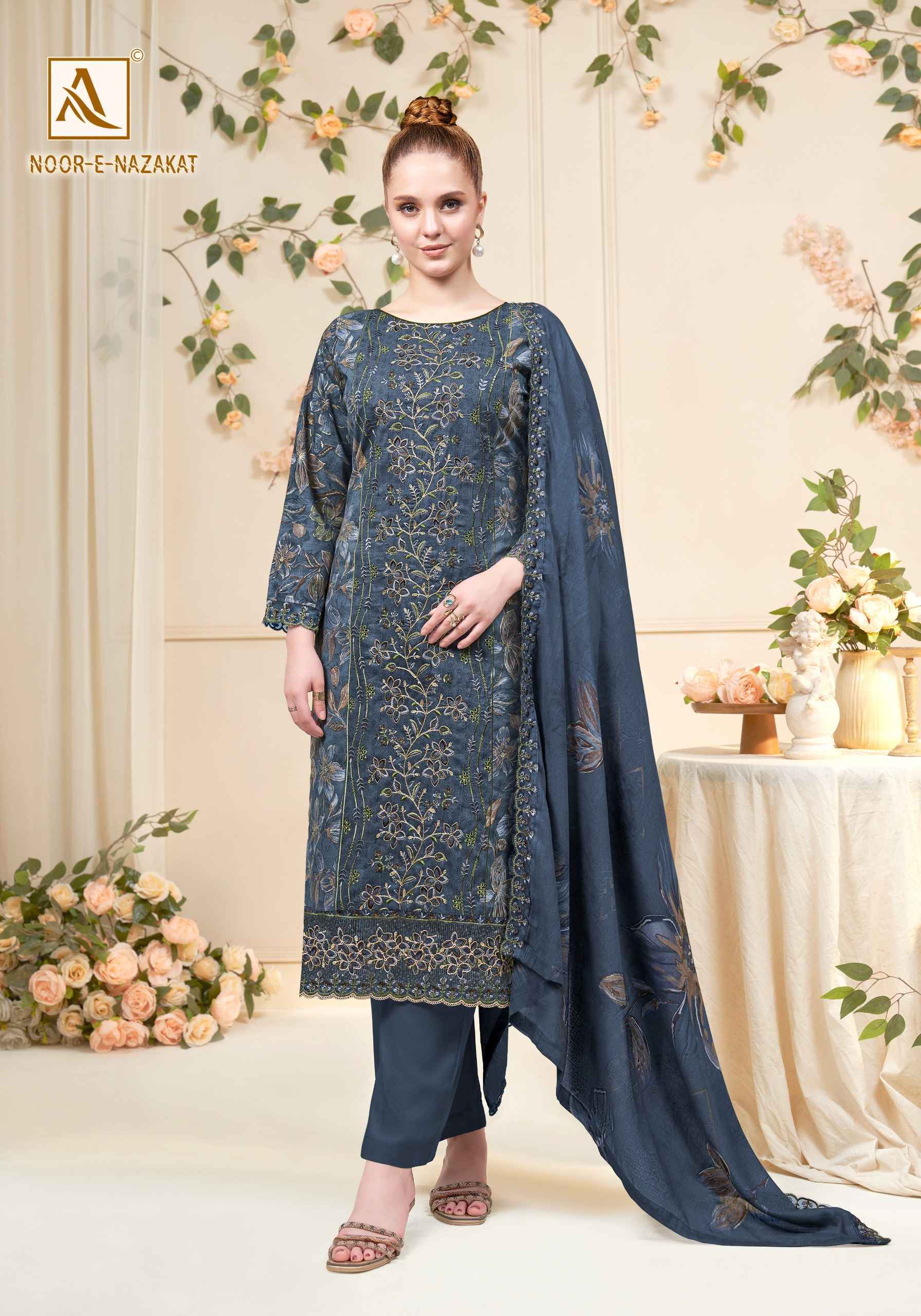Alok Noor E Nazakat Cambric Cotton Suit _ Wholesale Surat Rate ( 6 Pcs Catalog )
