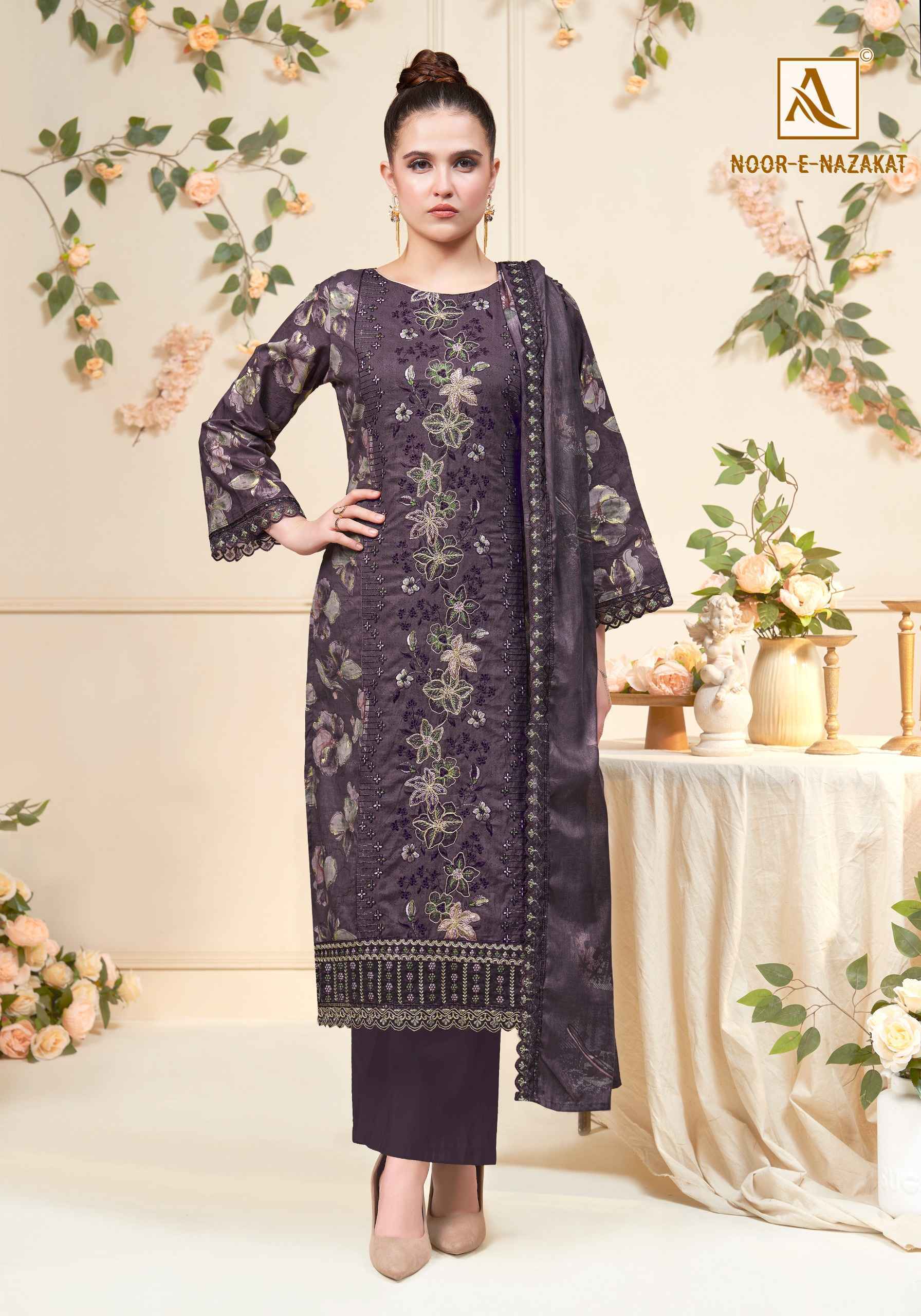 Alok Noor E Nazakat Cambric Cotton Suit _ Wholesale Surat Rate ( 6 Pcs Catalog )