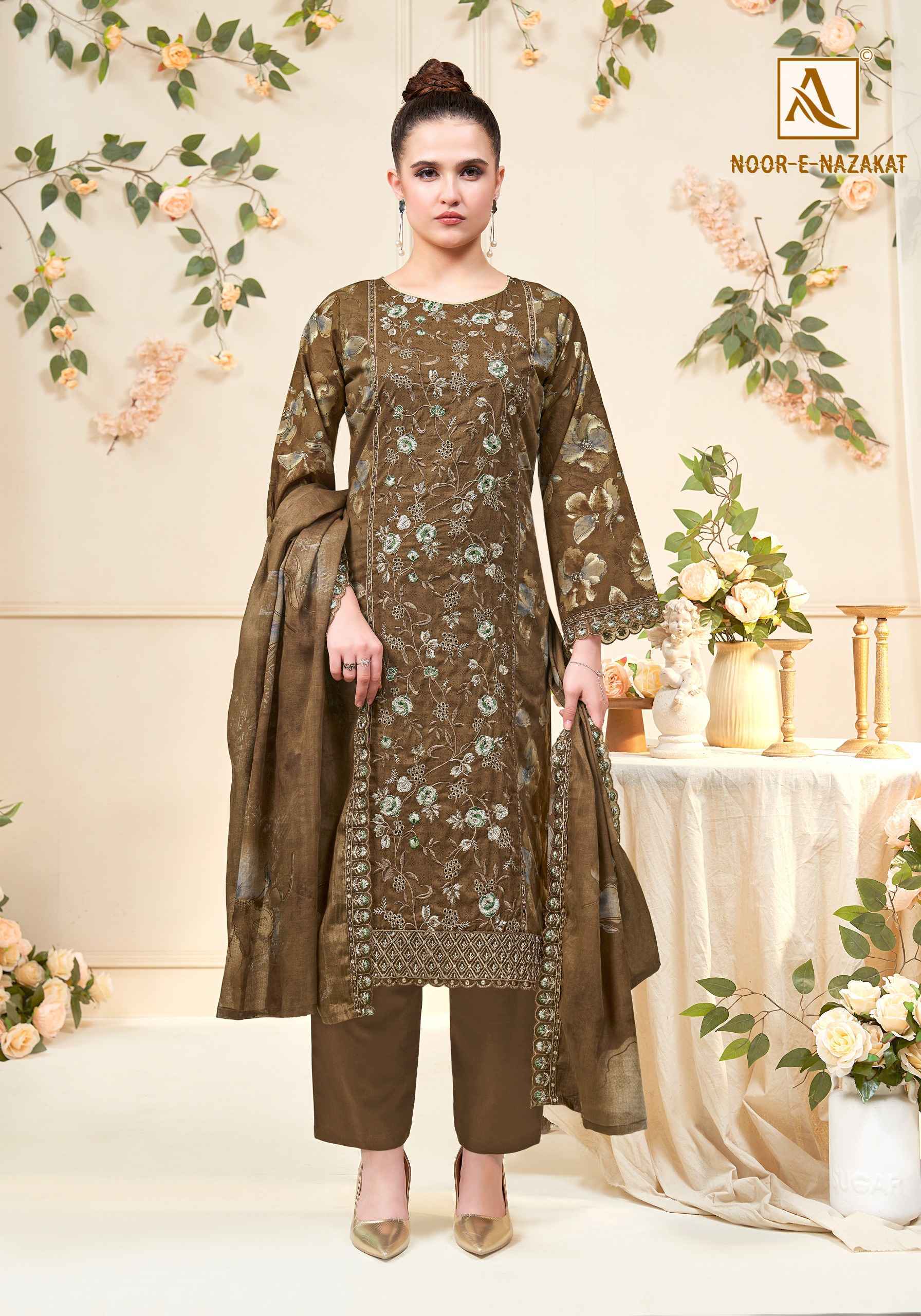 Alok Noor E Nazakat Cambric Cotton Suit _ Wholesale Surat Rate ( 6 Pcs Catalog )