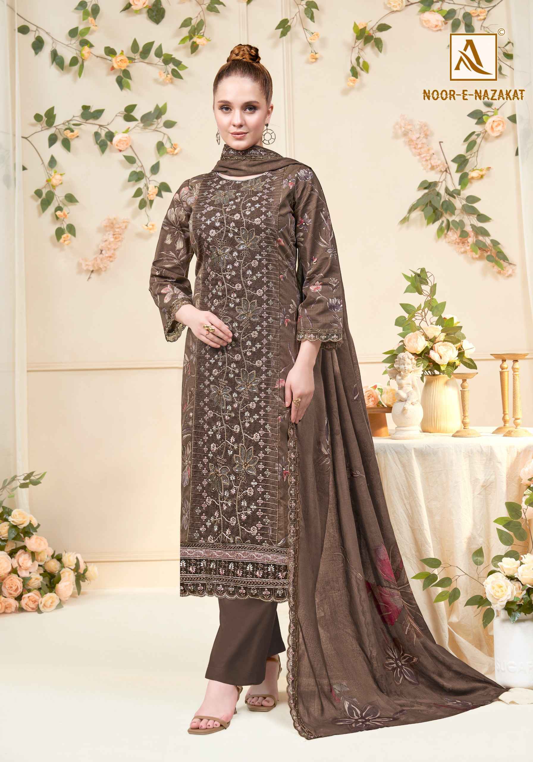 Alok Noor E Nazakat Cambric Cotton Suit _ Wholesale Surat Rate ( 6 Pcs Catalog )