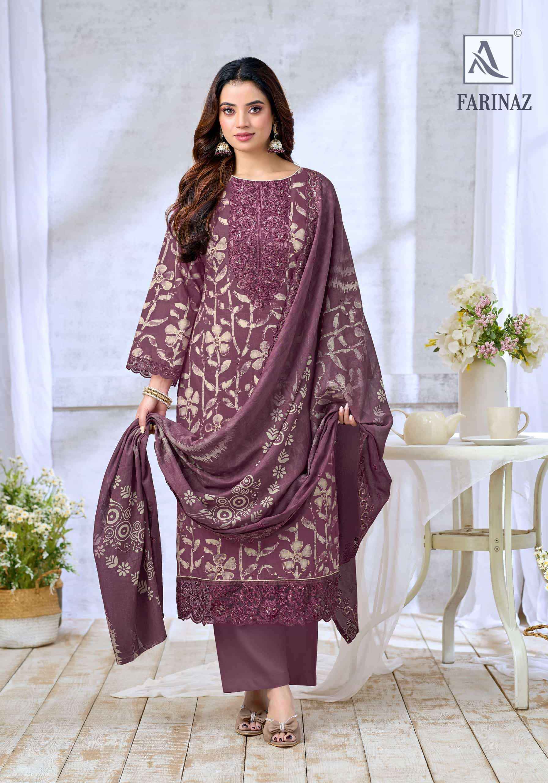 Alok Suit Farinaz factory direct wholesale clothing india price ( 4 Pcs Catalogue )