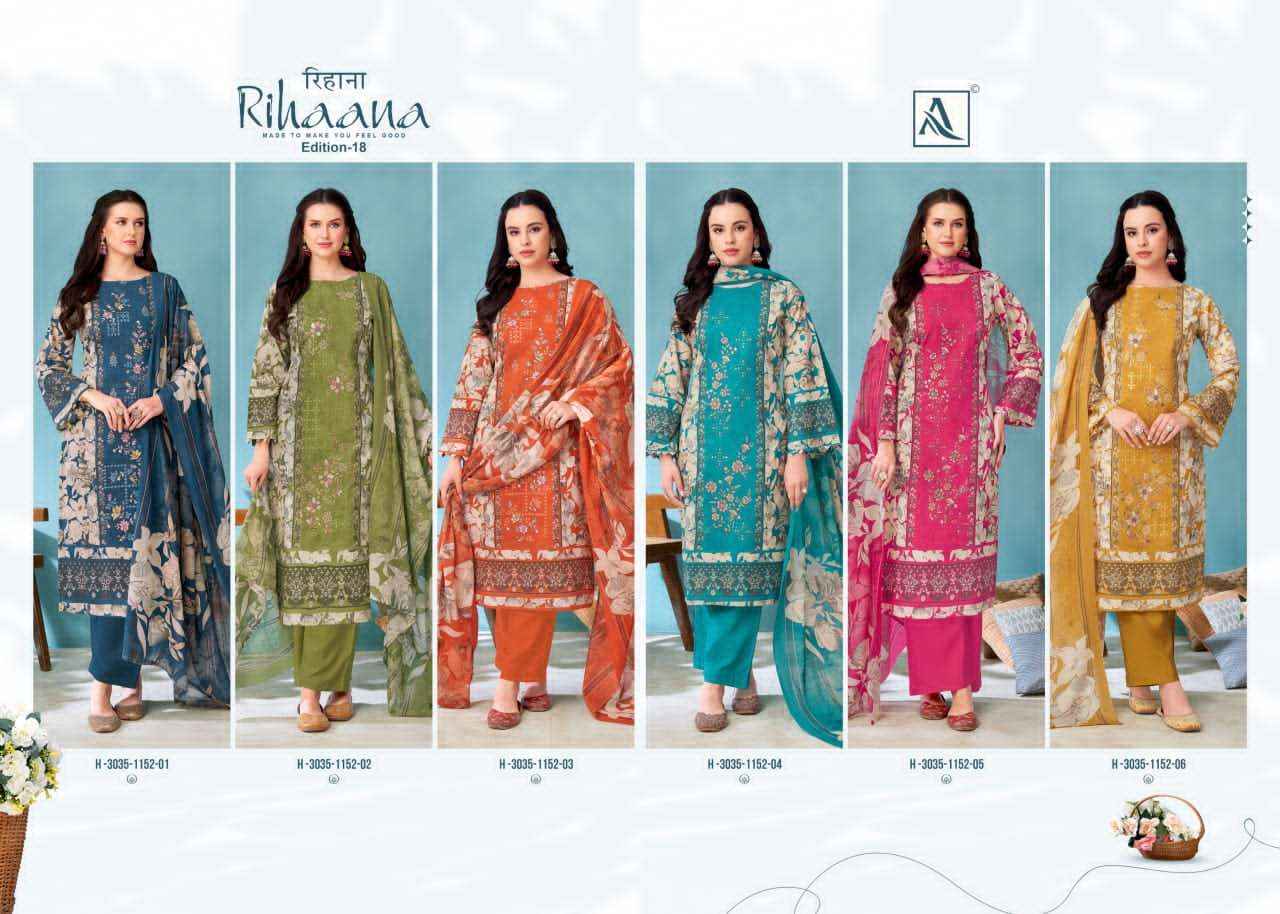 Alok Suit Rihaana Edition 18 Fancy Cotton Dress _ Wholesale Surat ( 6 Pcs Catalog )
