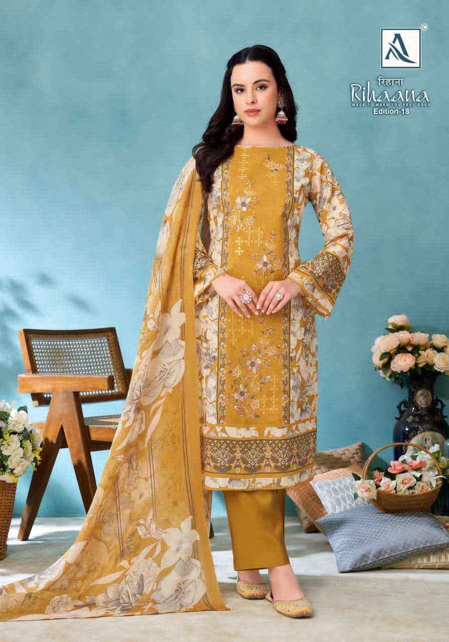 Alok Suit Rihaana Edition 18 Fancy Cotton Dress _ Wholesale Surat ( 6 Pcs Catalog )