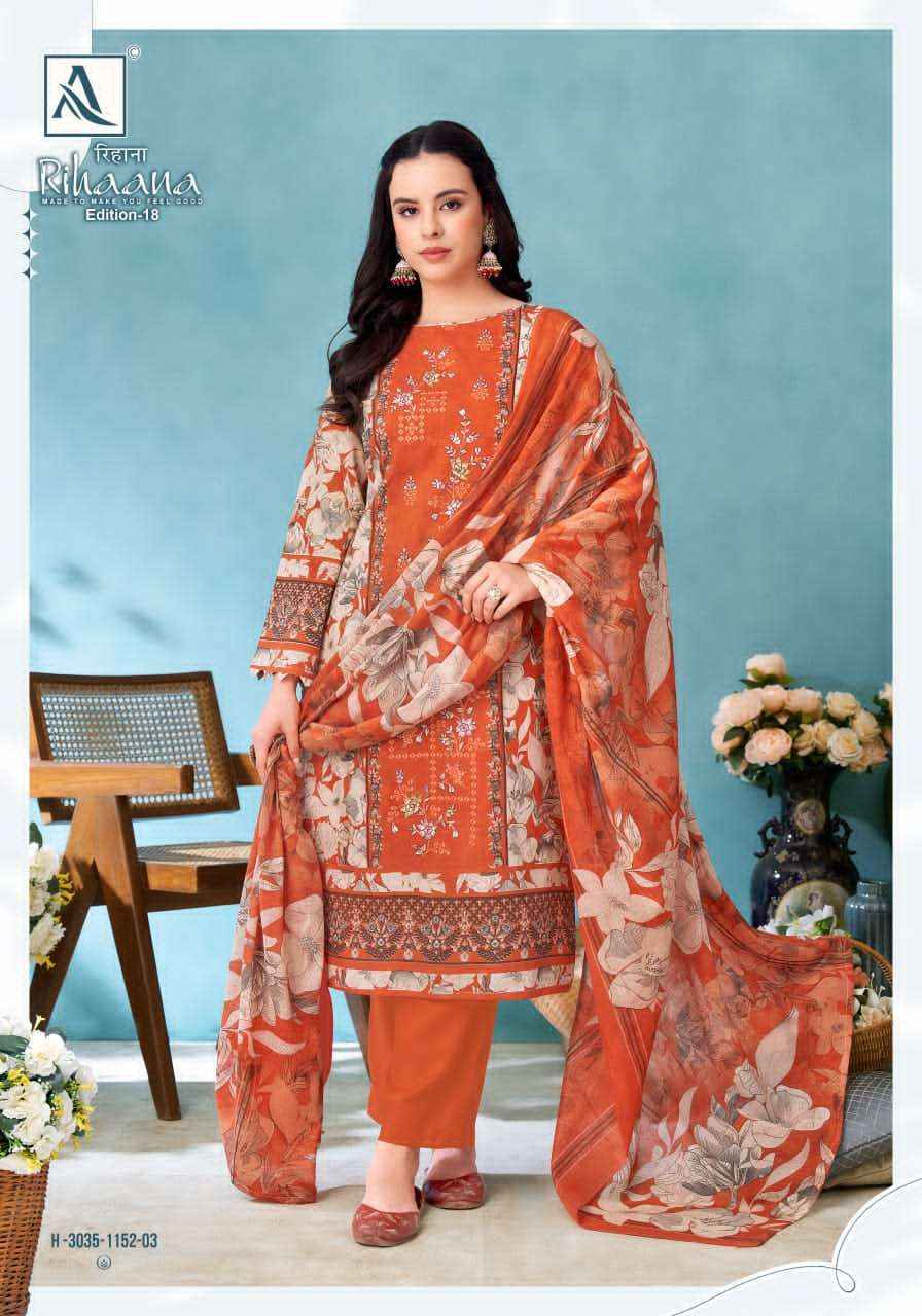 Alok Suit Rihaana Edition 18 Fancy Cotton Dress _ Wholesale Surat ( 6 Pcs Catalog )