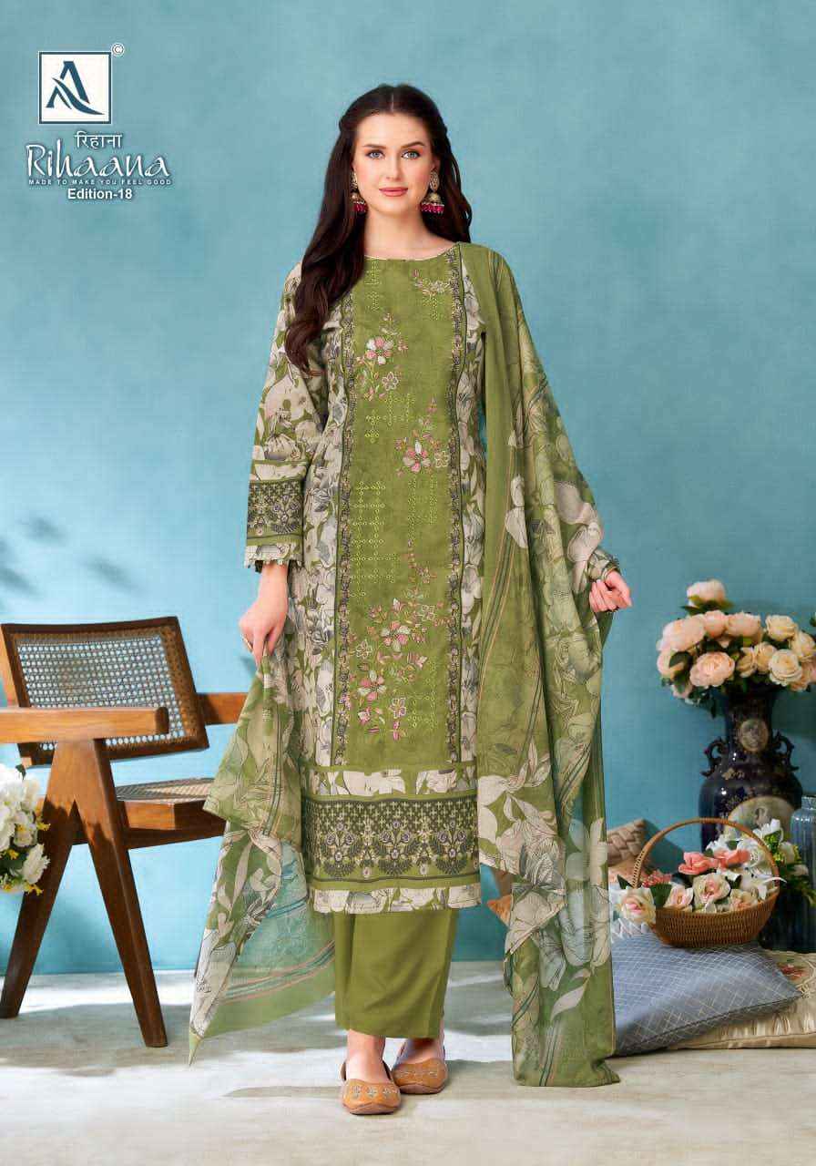Alok Suit Rihaana Edition 18 Fancy Cotton Dress _ Wholesale Surat ( 6 Pcs Catalog )