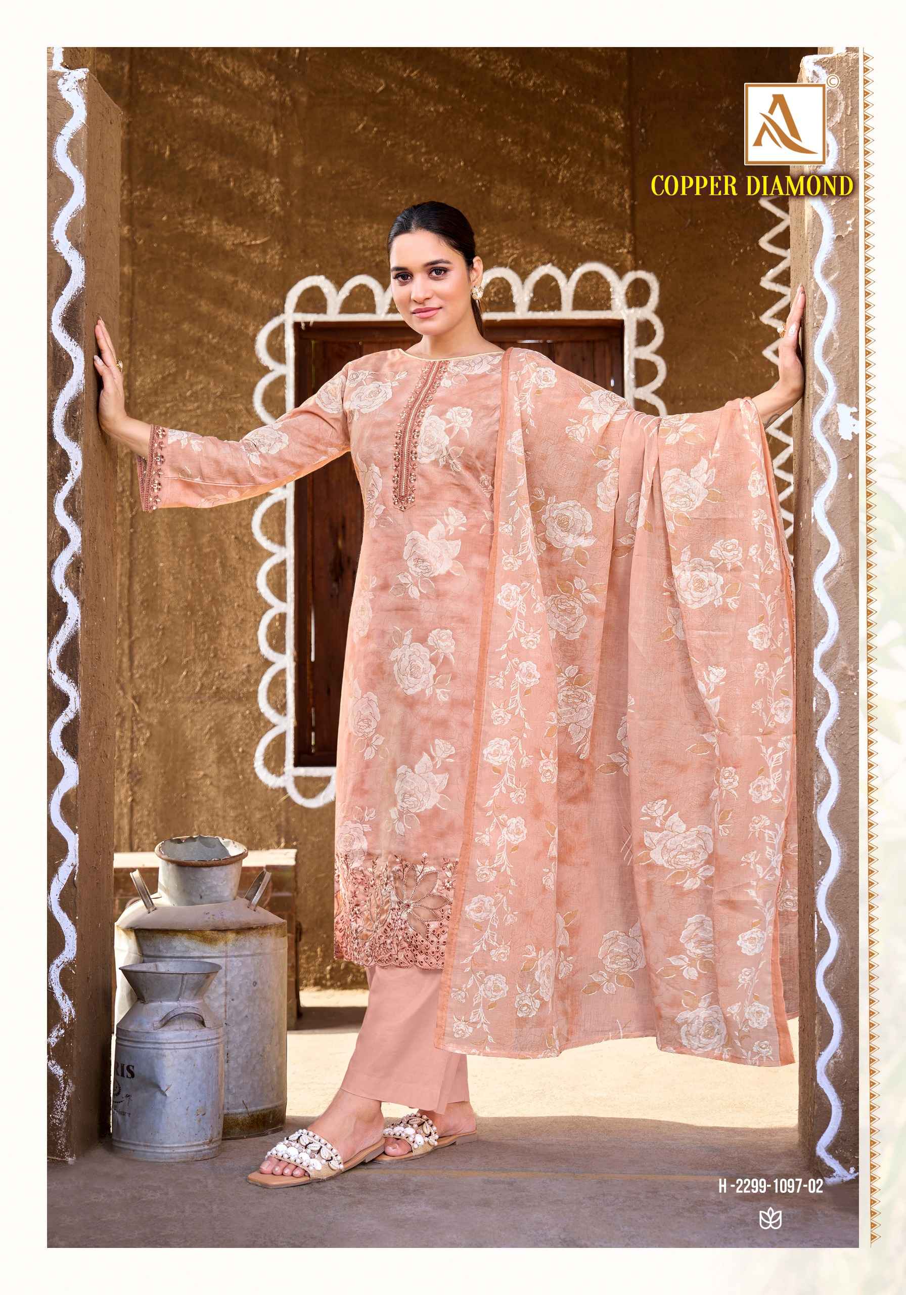 Alok Suits Copper Diamond Wholesale Suits - Surat Kapda Wholesale ( 6 Pcs Catalogue )