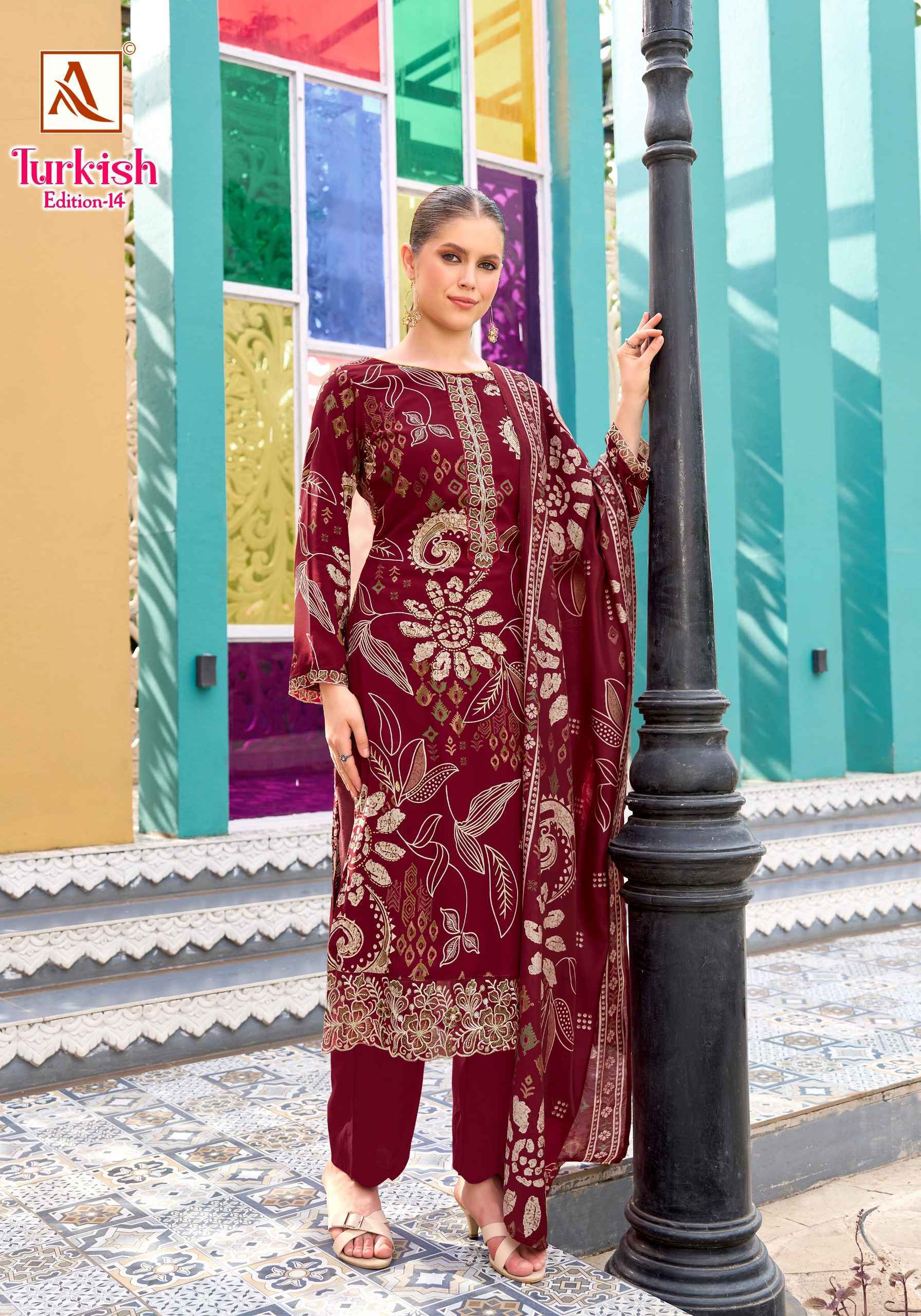 Alok Turkish Edition 14 Wholesale Viscose Reyon Dress Material ( 6 pcs Catalogue )